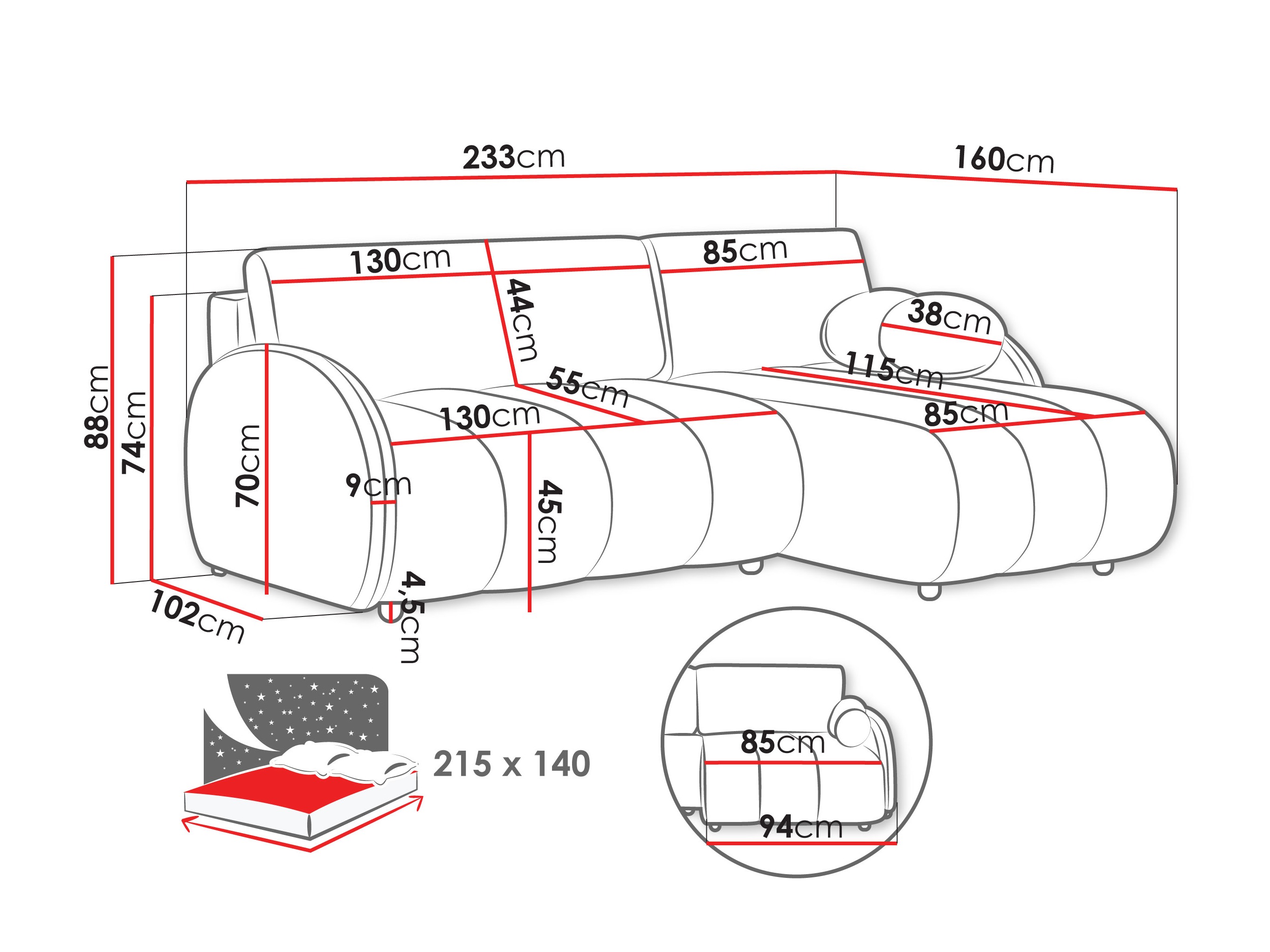 Угловой диван Columbus 247 (Sereno 689)