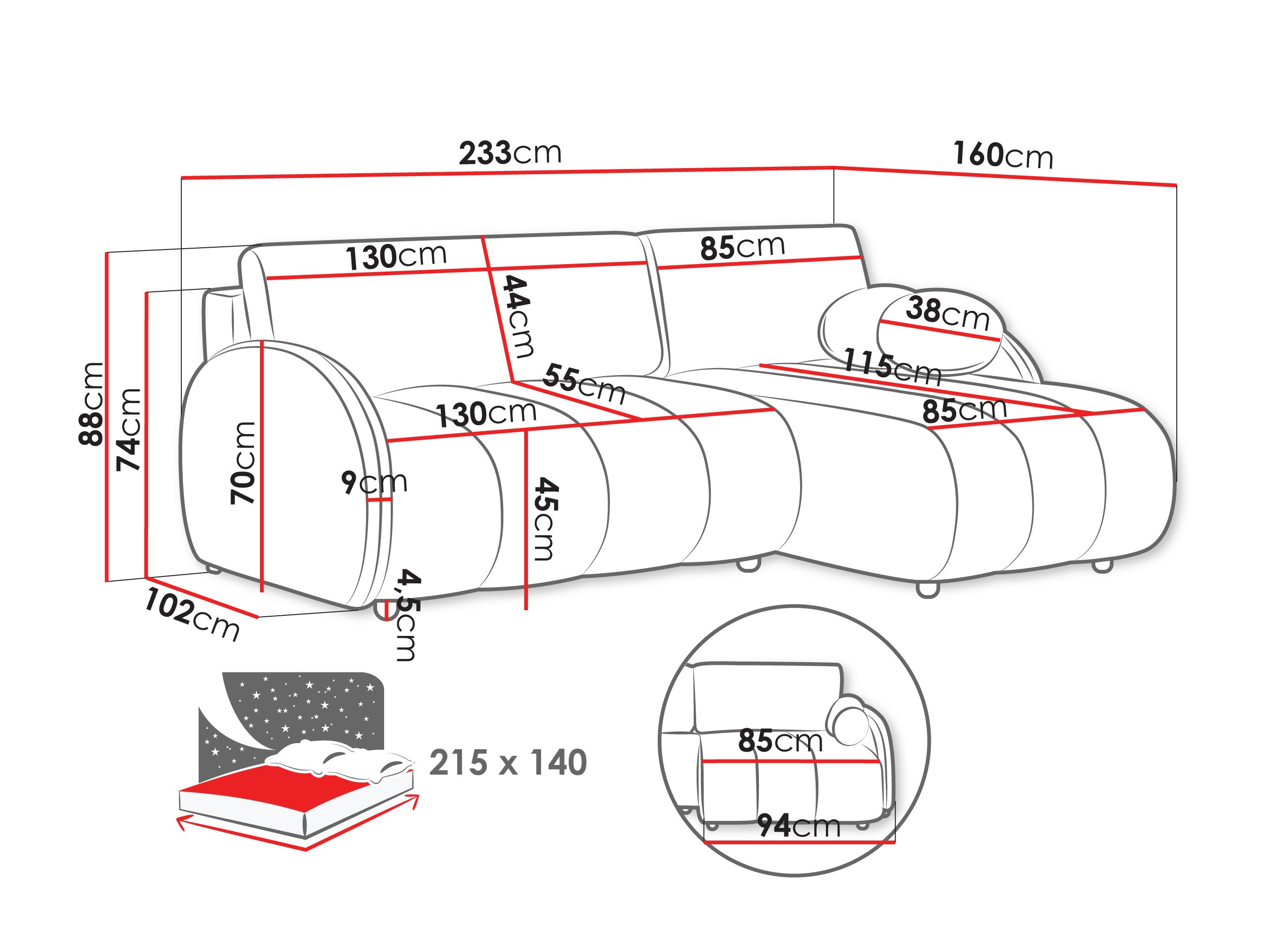 Угловой диван Columbus 247 (Sereno 695)
