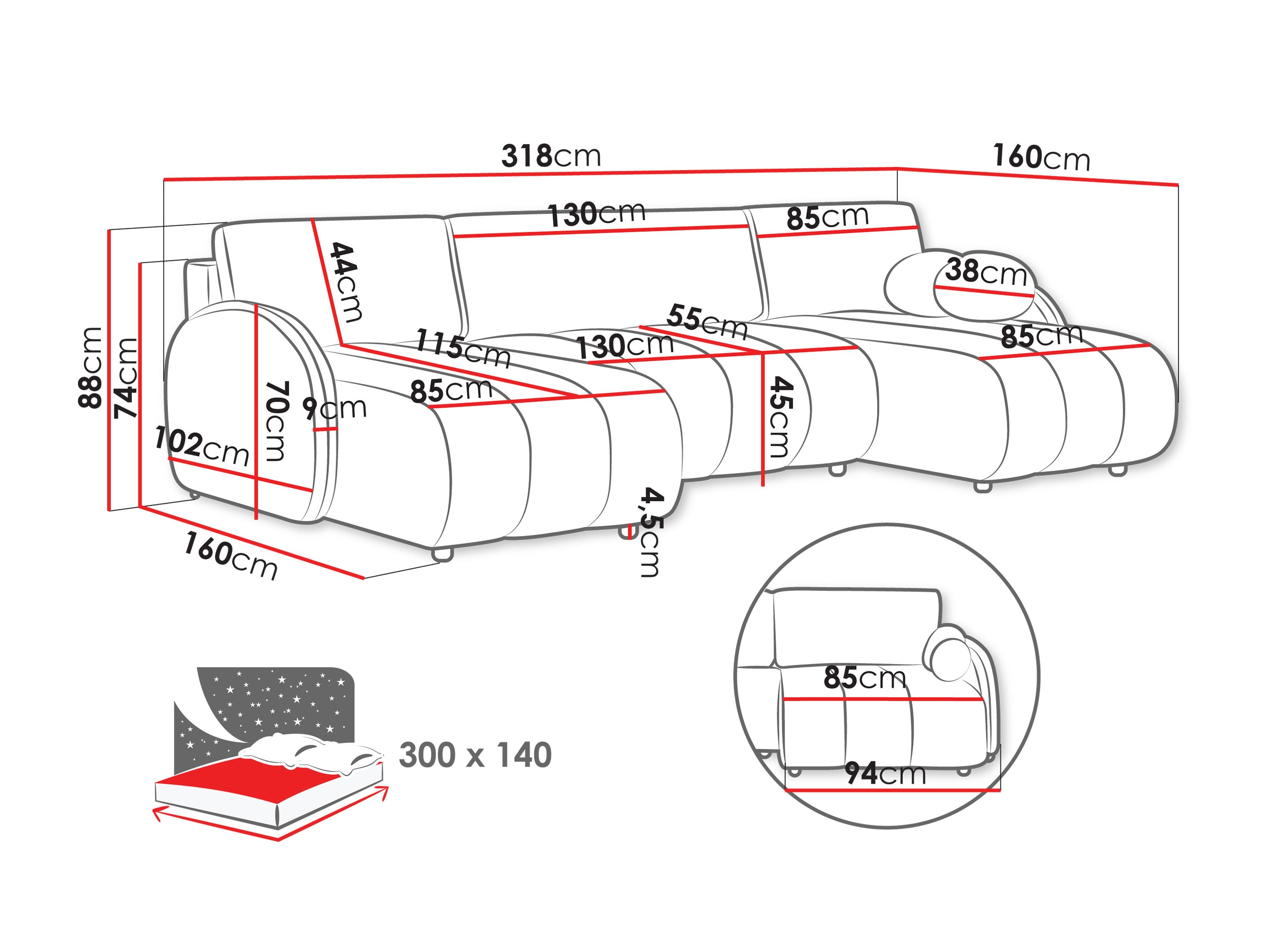 Угловой диван Columbus 248 (Sereno 684)