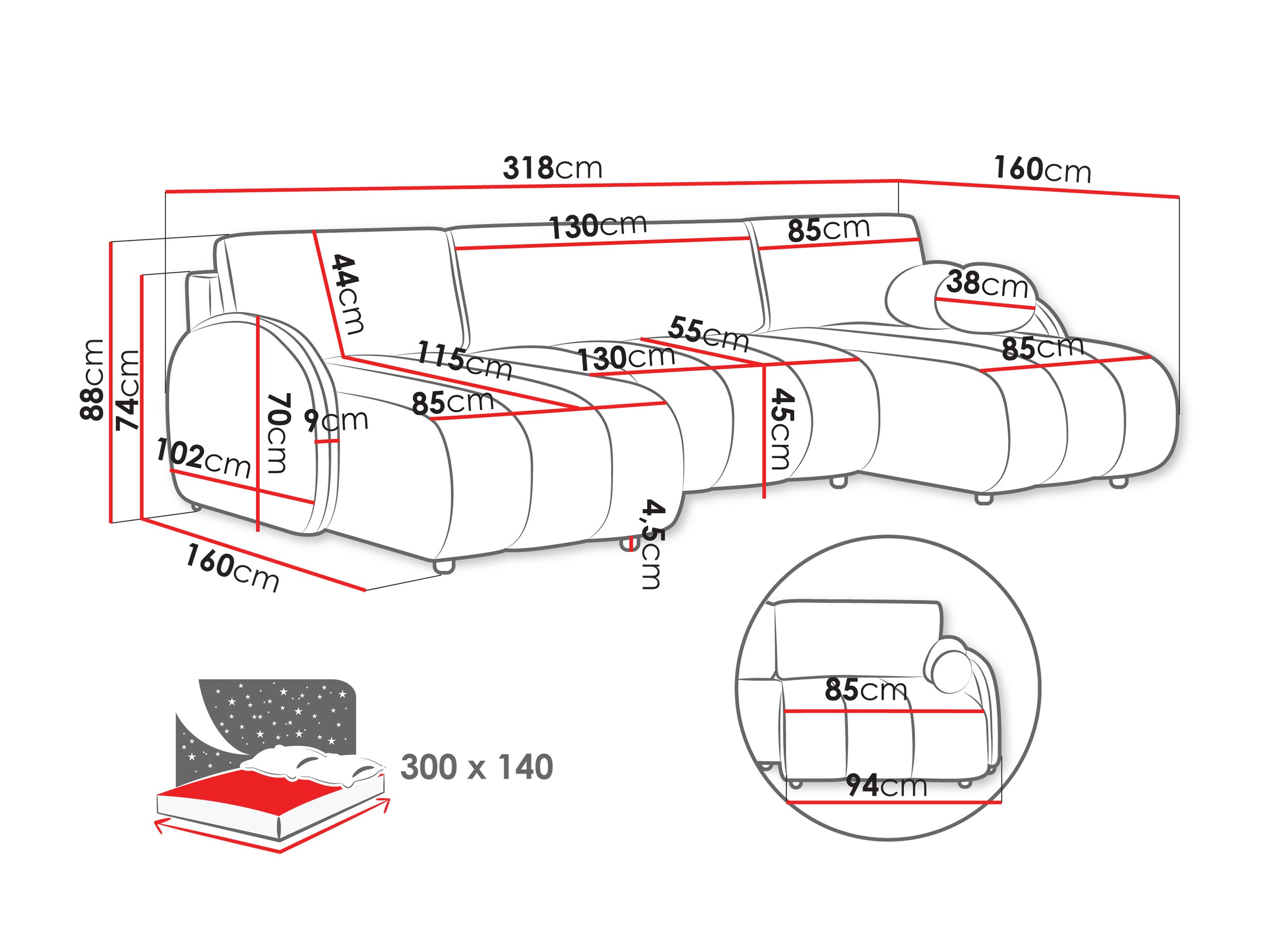 Угловой диван Columbus 248 (Sereno 695)