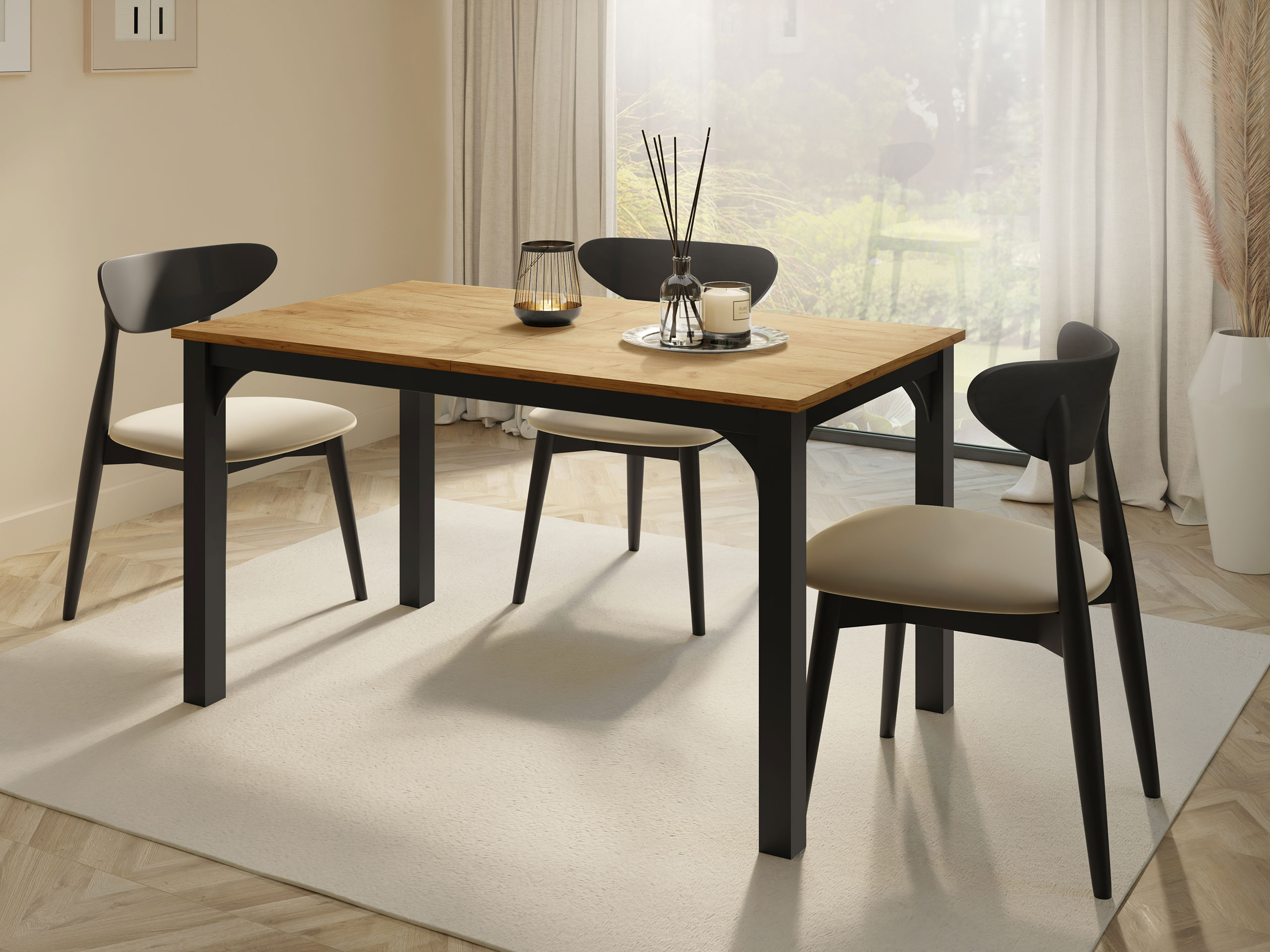 Galds Oswego 136 (Amatniecības zelta ozols + Melns)