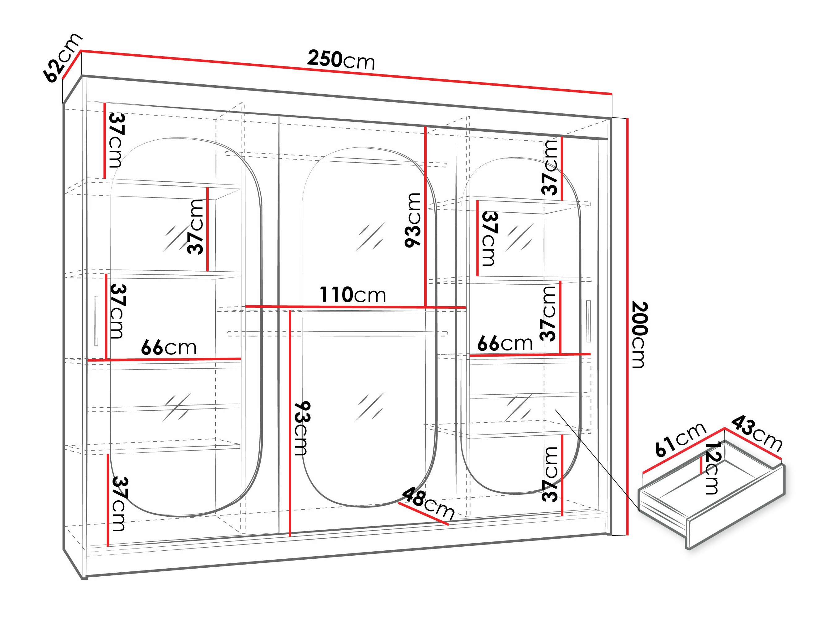 Skapis Hartford 522 (Melns)