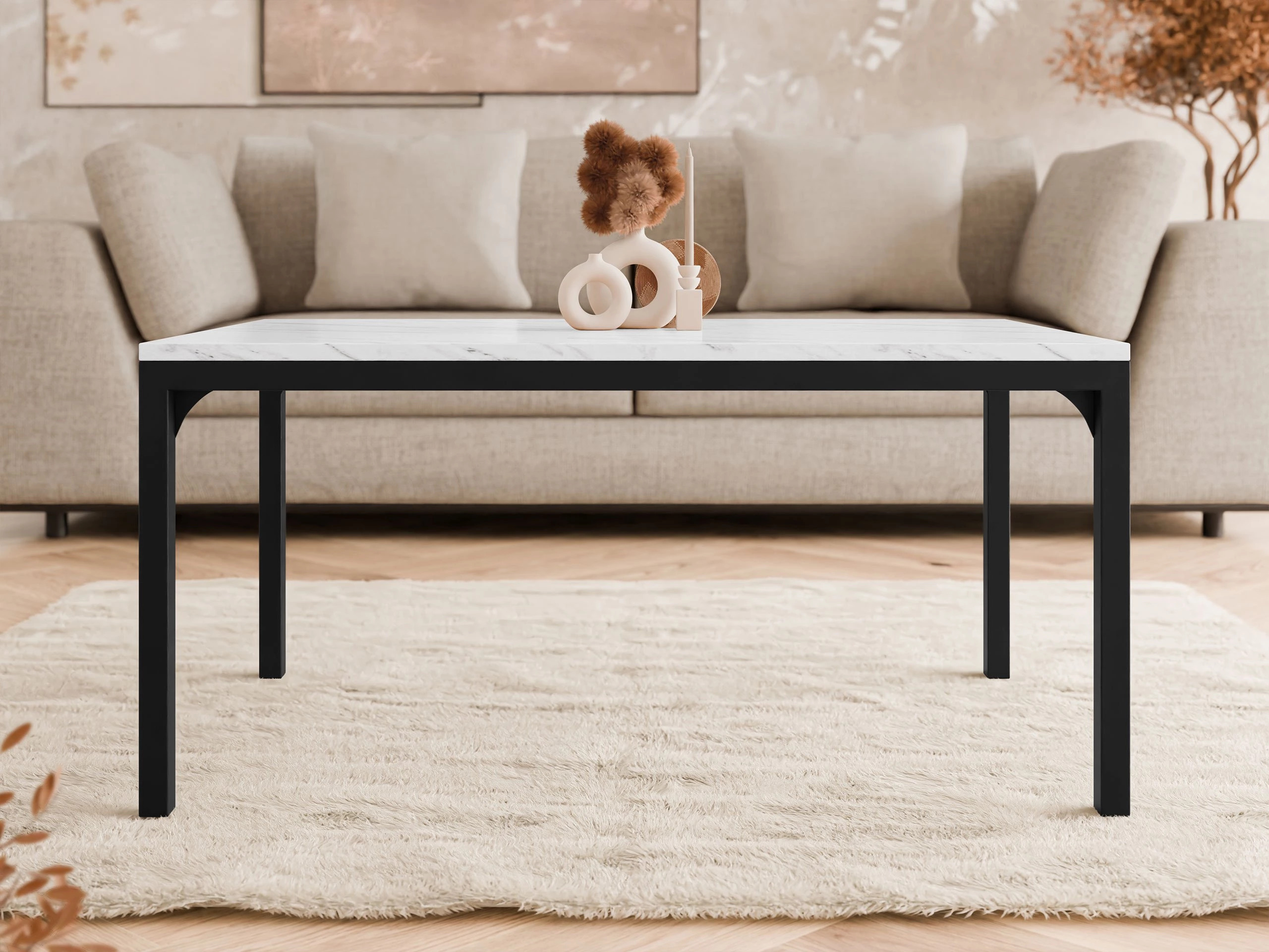 Журнальный столик Oswego 138 (Белый мрамор + Чёрный)