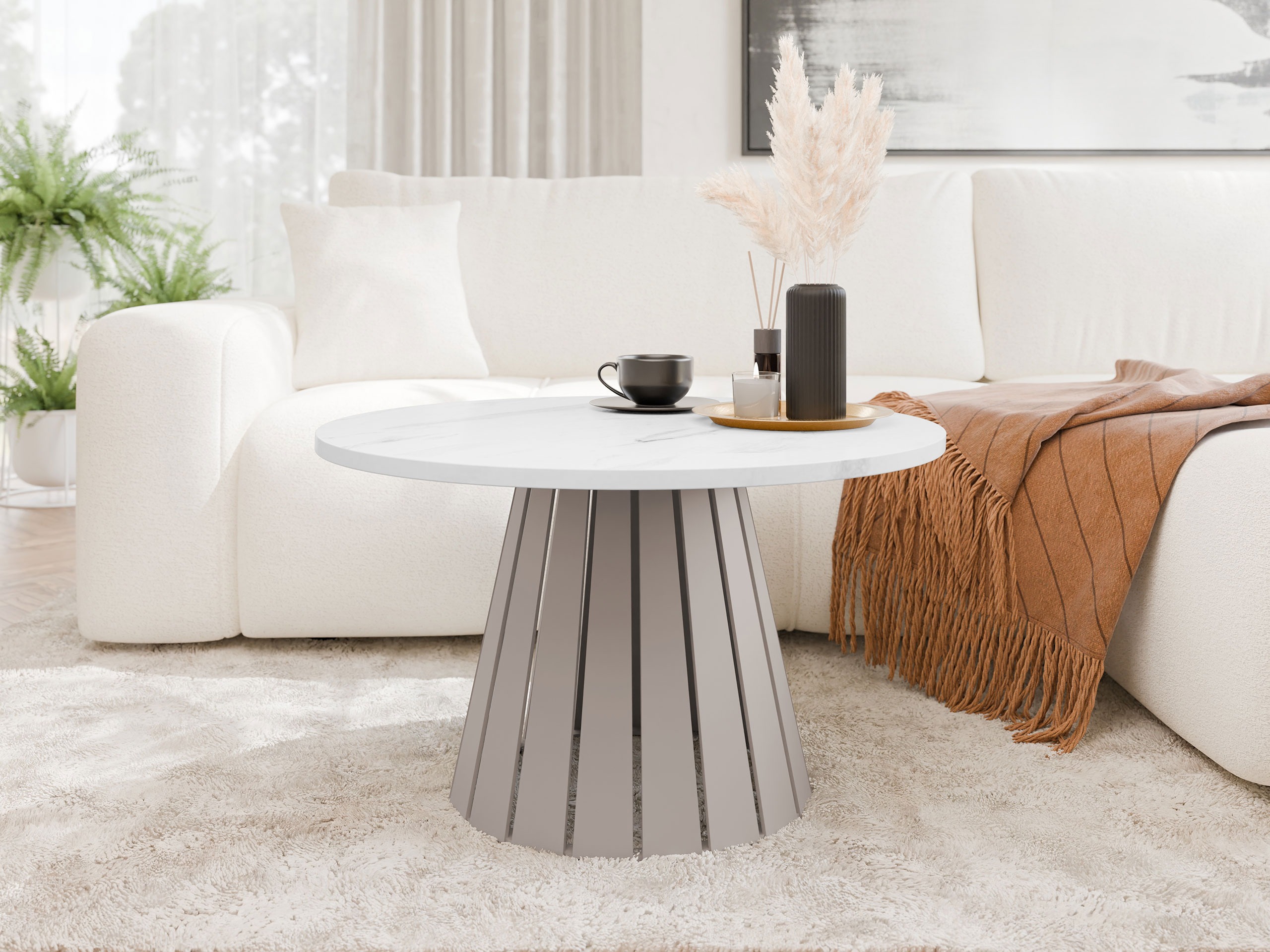 Žurnālu galdiņš Oswego 134 (Kašmirs + Balts marmors)