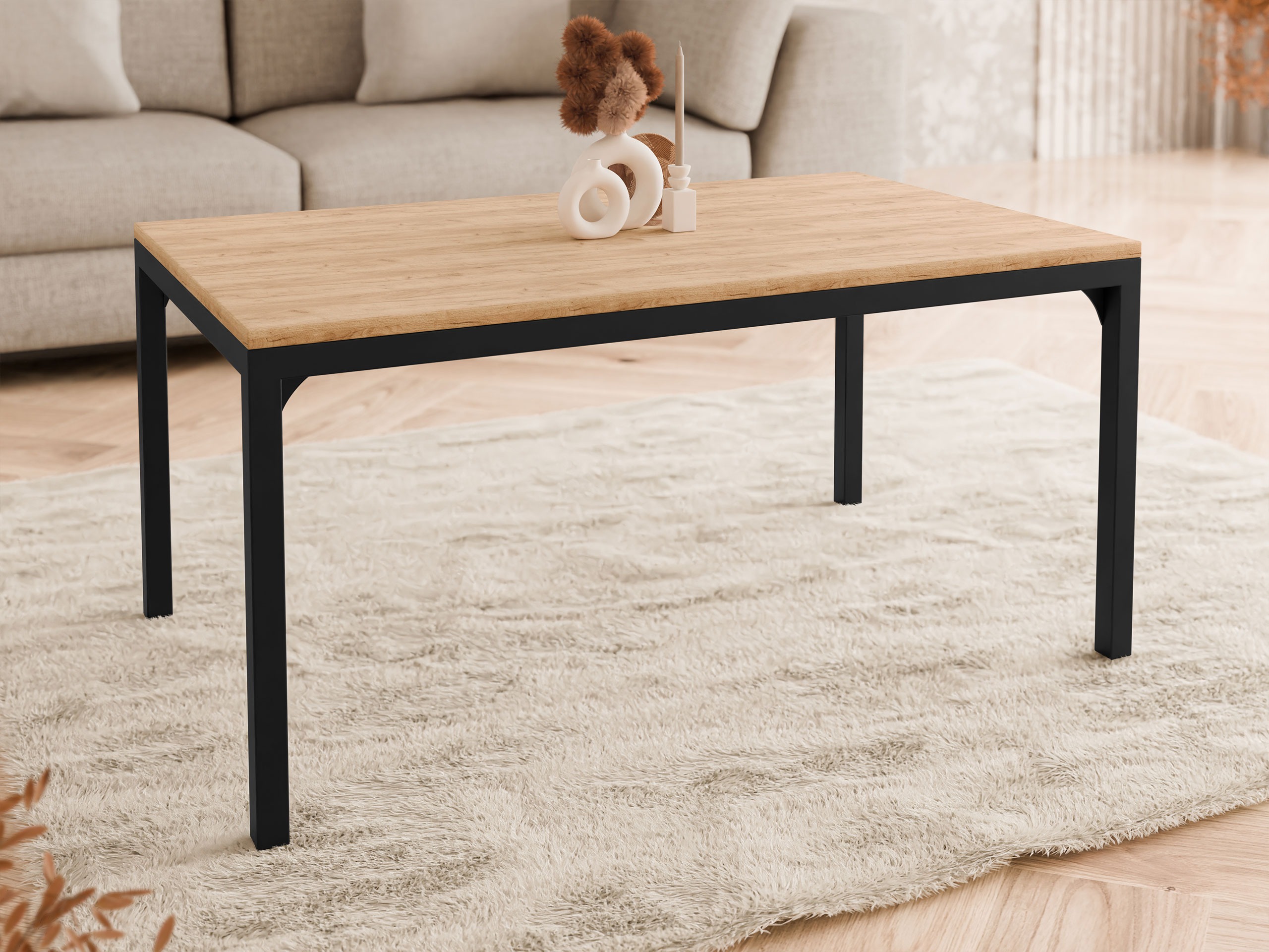 Žurnālu galdiņš Oswego 138 (Amatniecības zelta ozols + Melns)