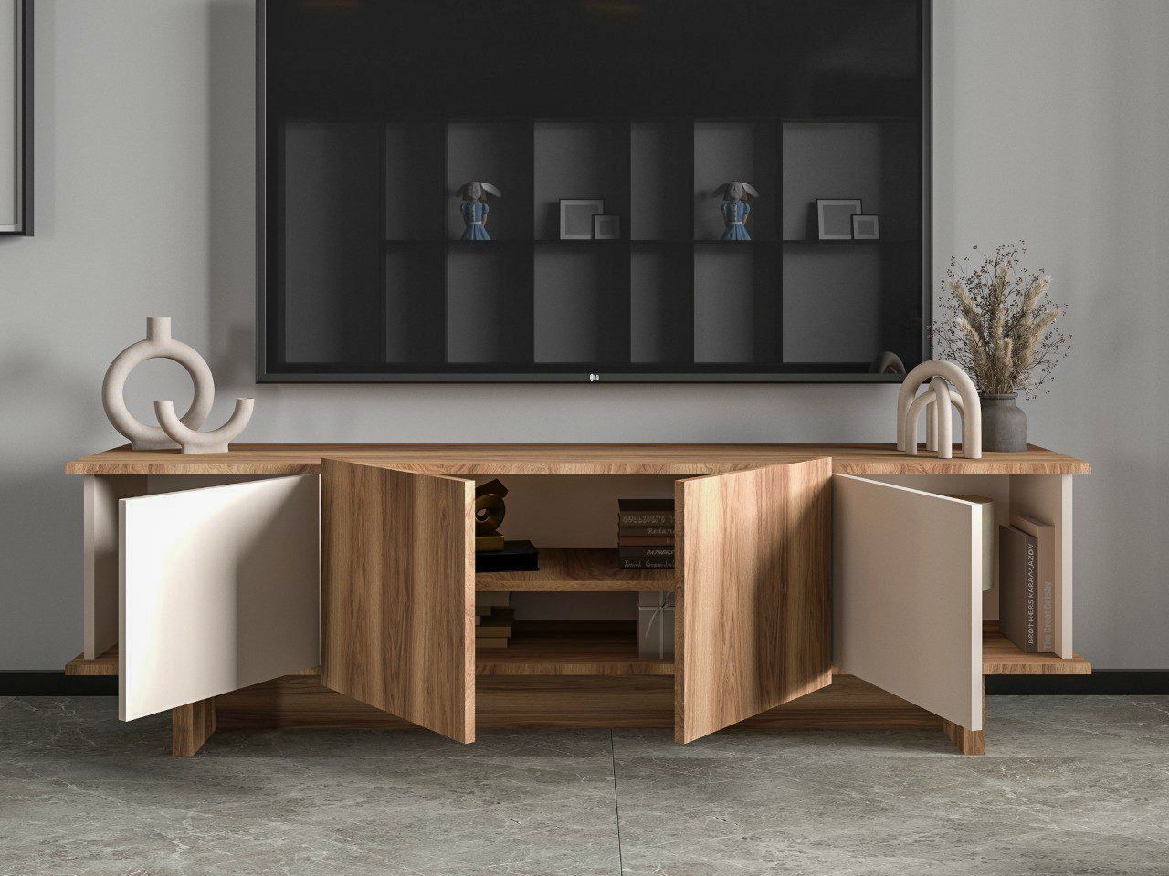 TV galds Kailua 2513 (Bēšs + Riekstkoks)