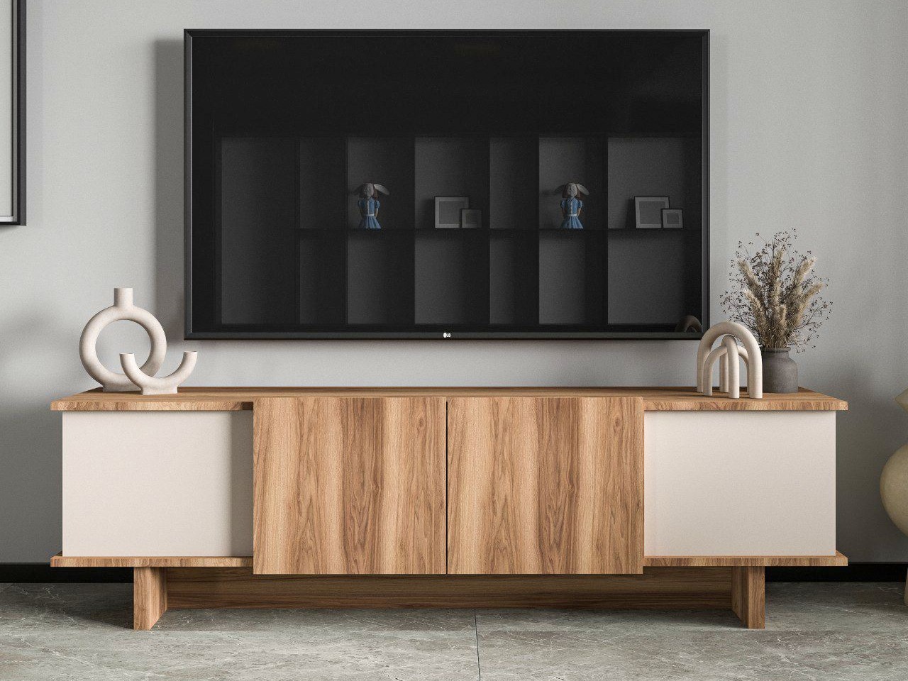 ТВ тумба Kailua 2513 (Бежевый + Грецкий орех)