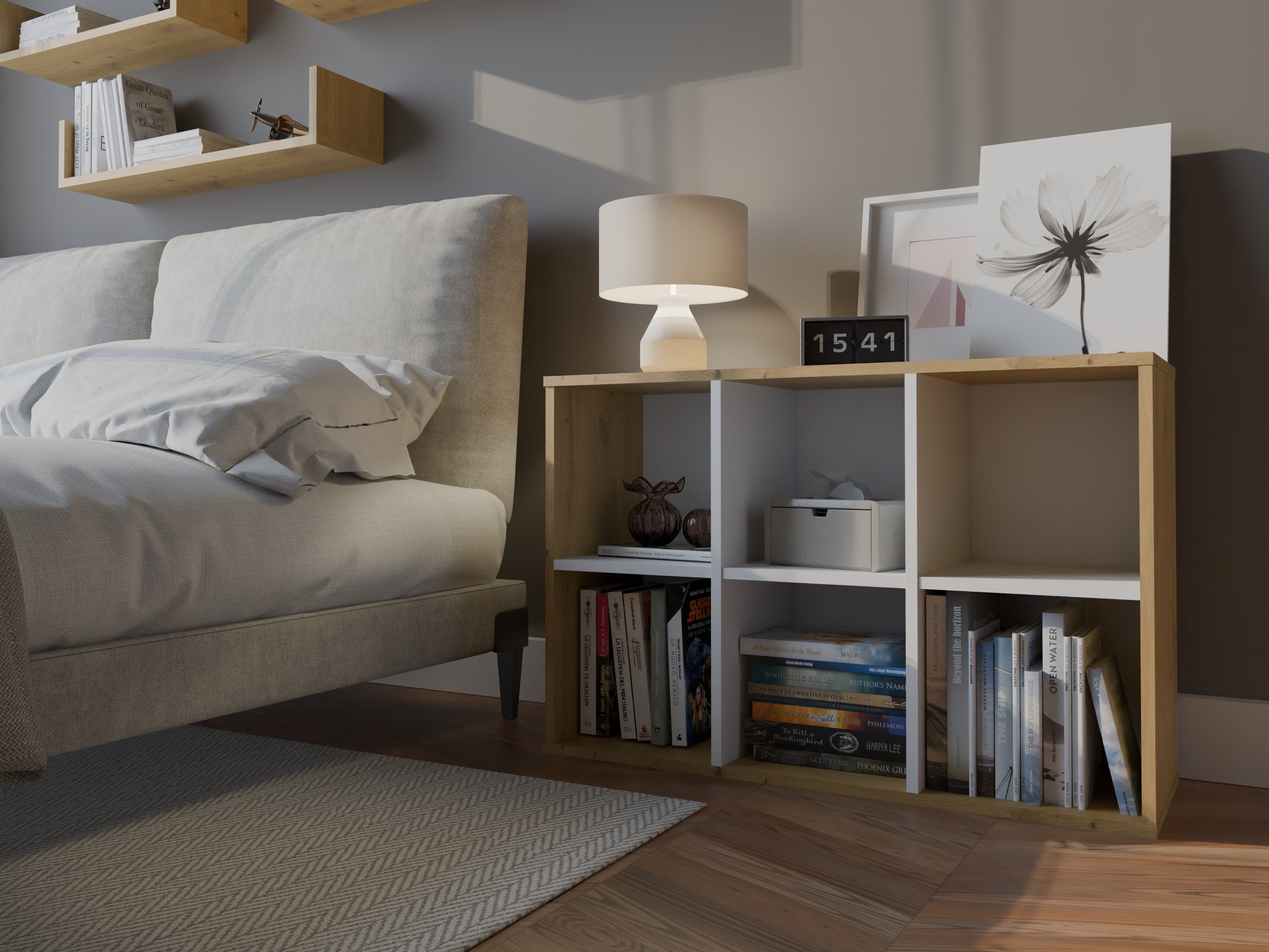 Стеллаж Mandeville 296 (Белый + Artisan дуб)