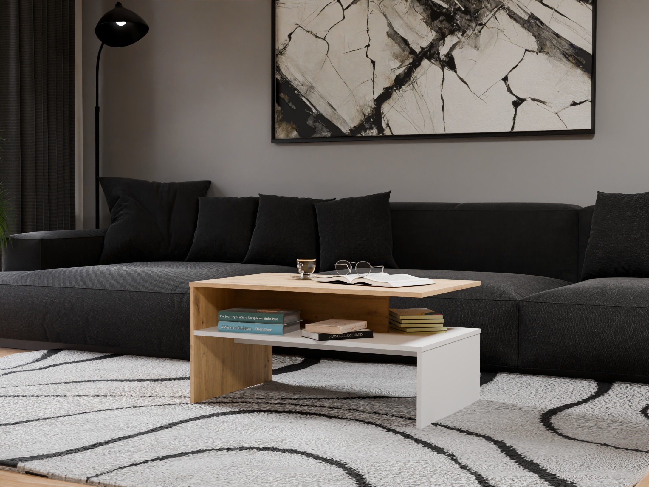 Žurnālu galdiņš Mandeville 199 (Artisan ozols + Balts)