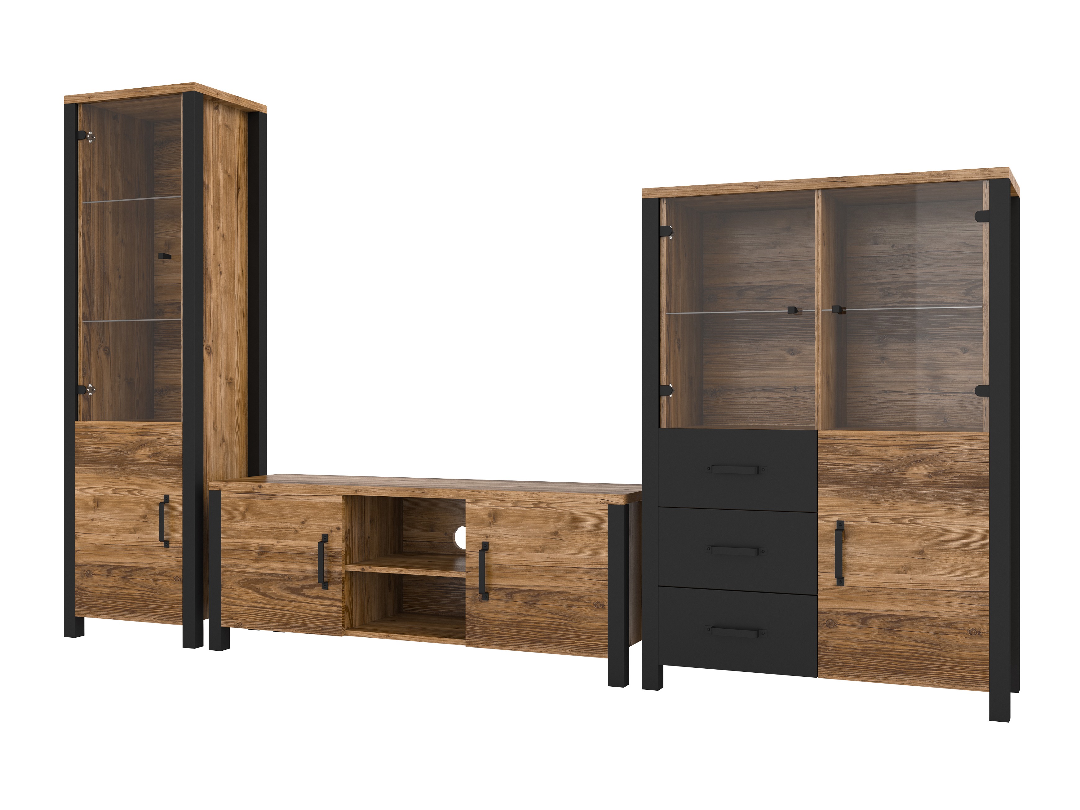 Viesistabas komplekts Tornua 113 (Tumšā egle + Matēts melns)