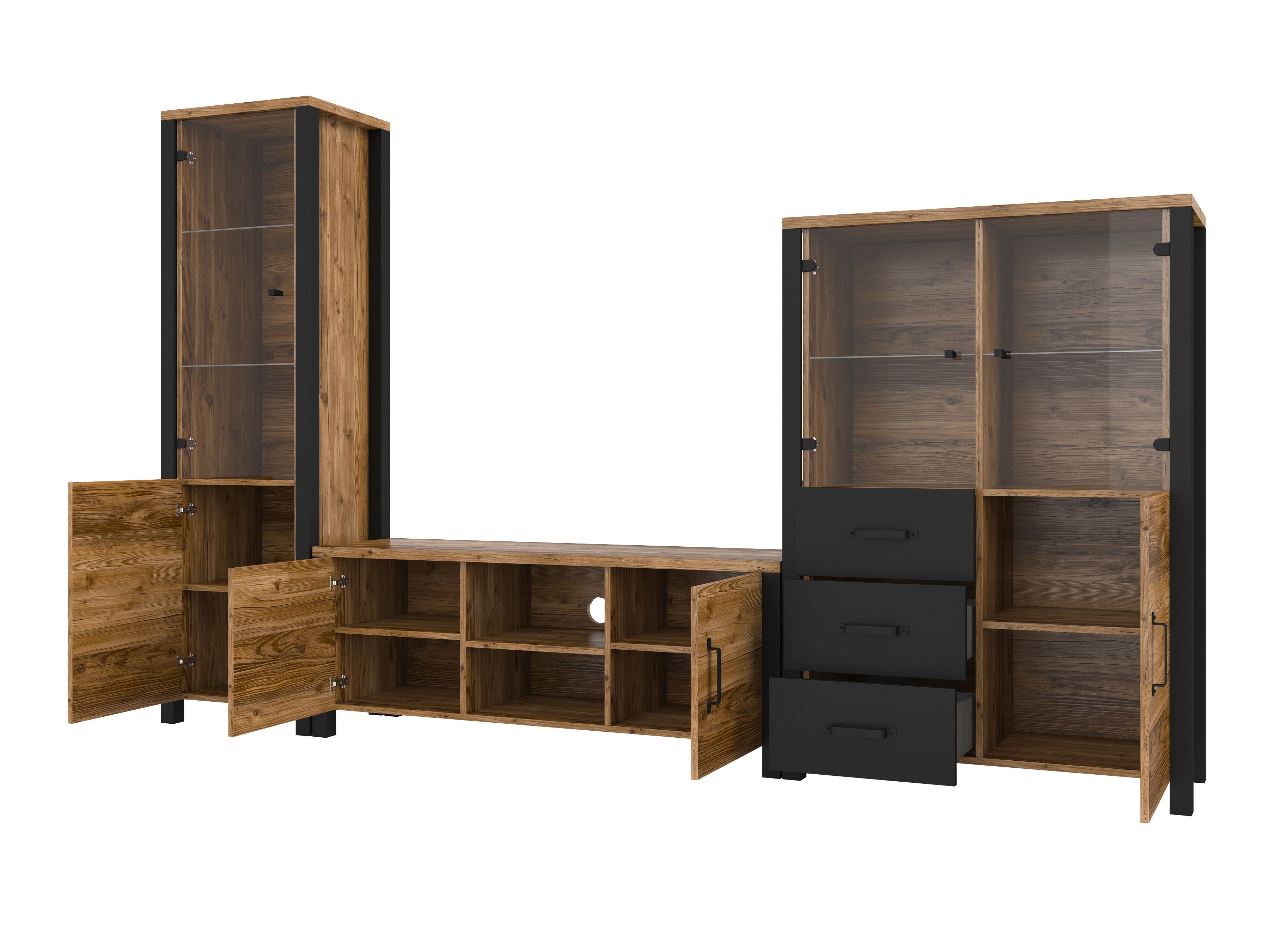 Viesistabas komplekts Tornua 113 (Tumšā egle + Matēts melns)