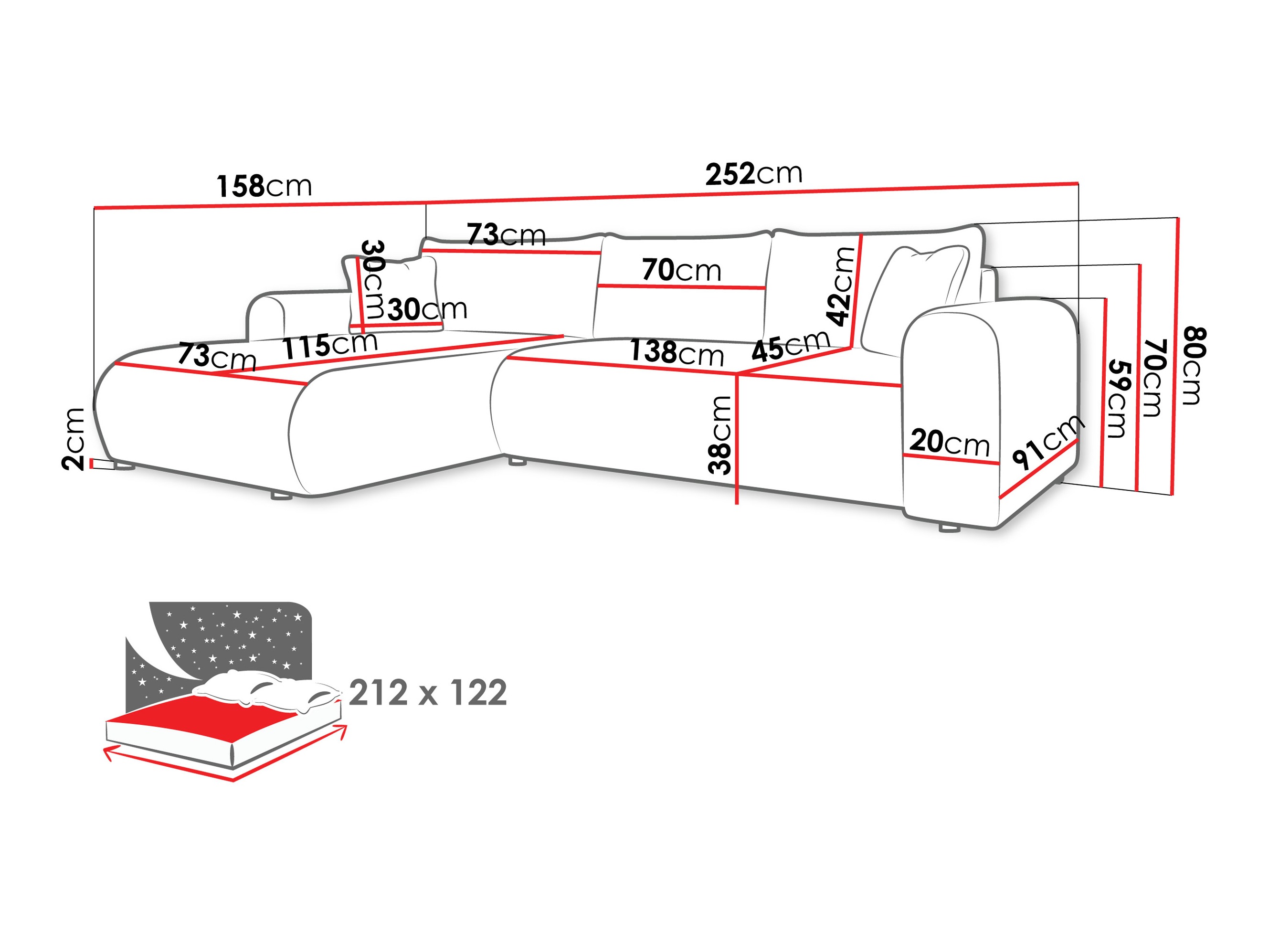 Stūra dīvāns Comfivo 449 (Taro 01)