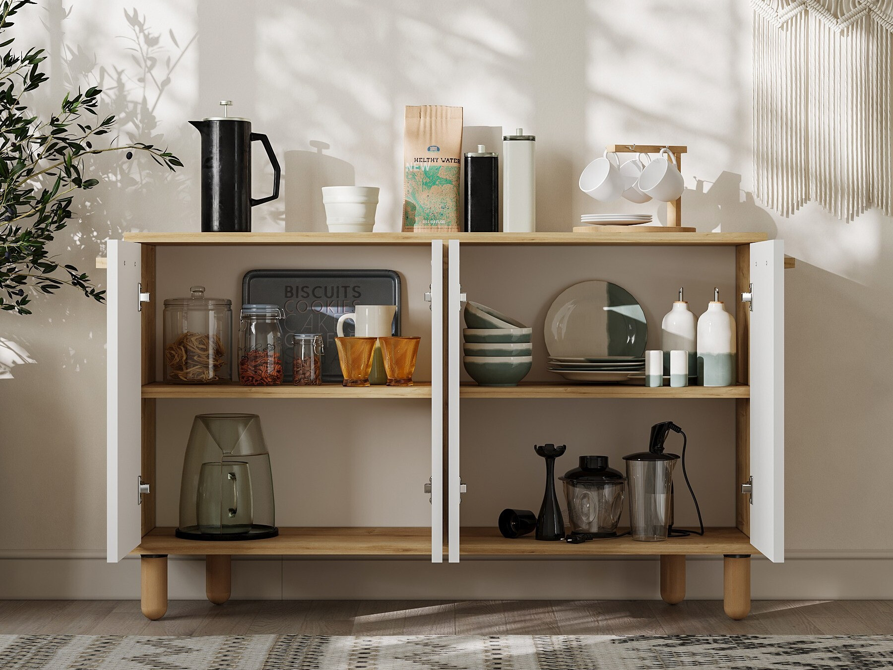 Skapis Kailua 2542 (Balts + Ozols)