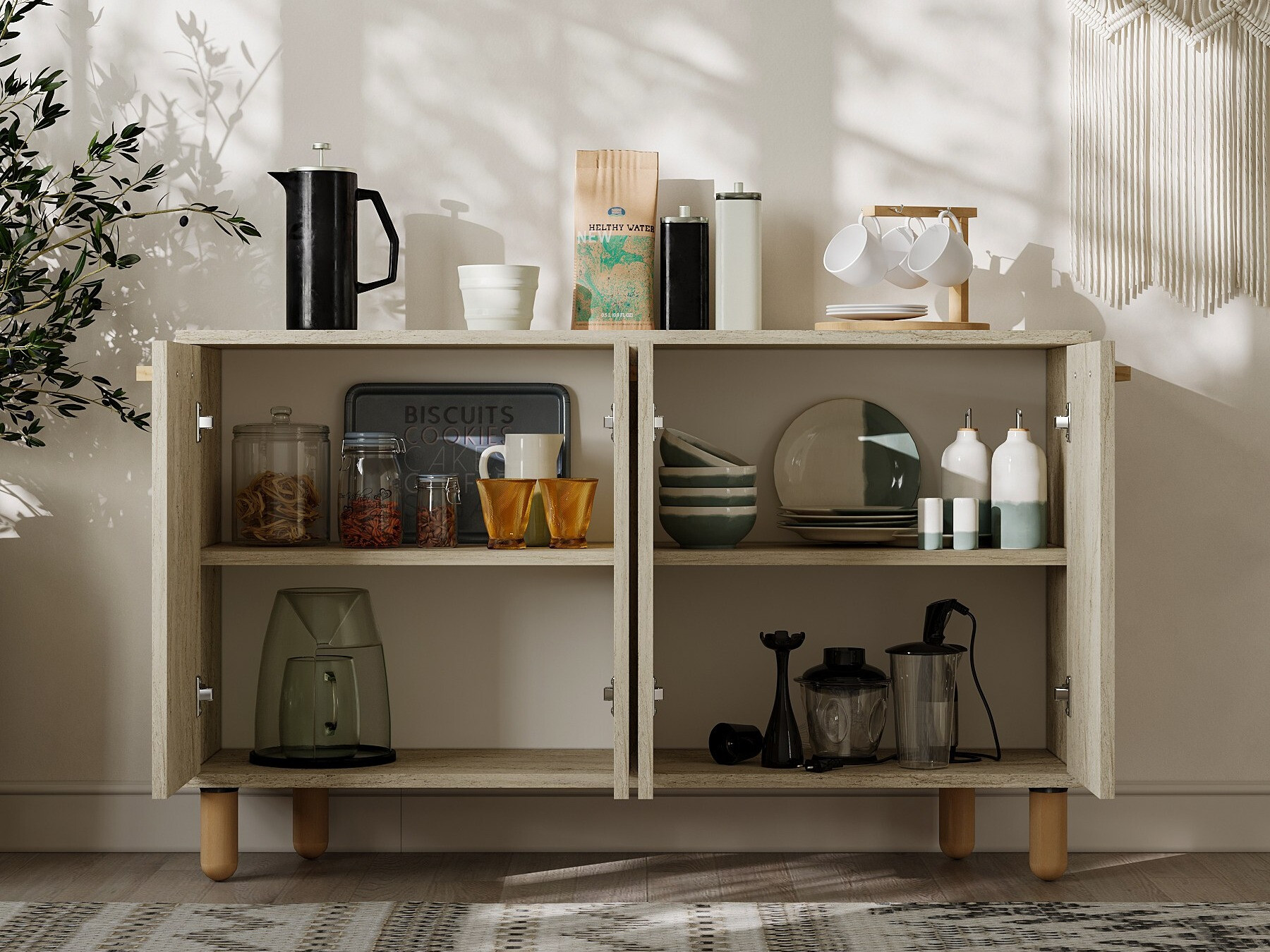 Skapis Kailua 2542 (Gaiši brūns)