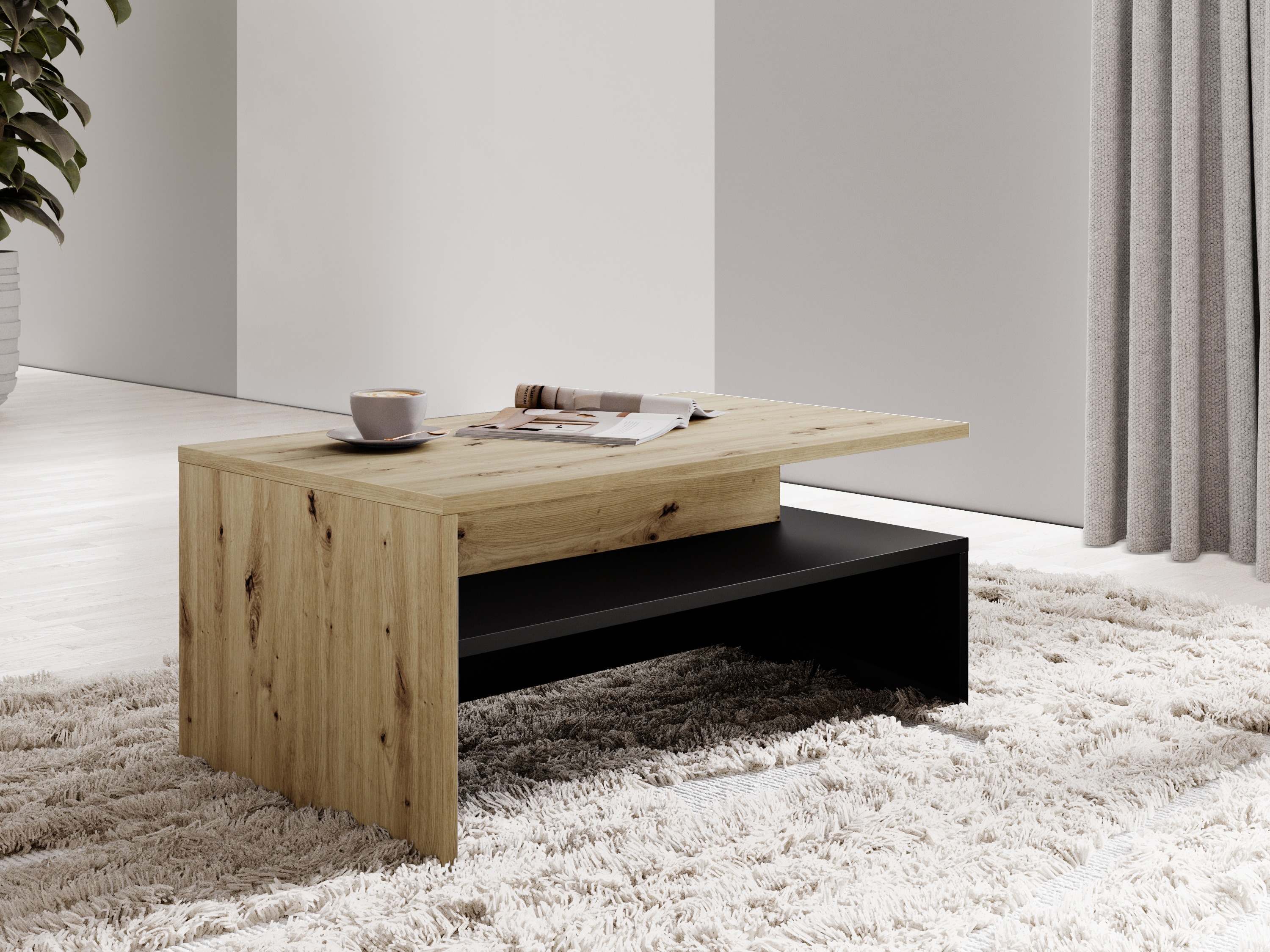 Журнальный столик Serodeu 103 (Artisan дуб + Матовый черный)
