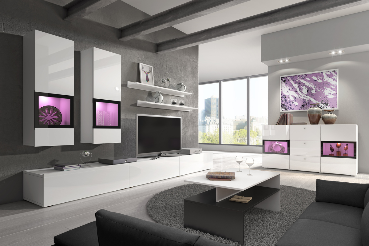 Набор для гостиной Serodeu 100 (Белый + Глянцевый белый)