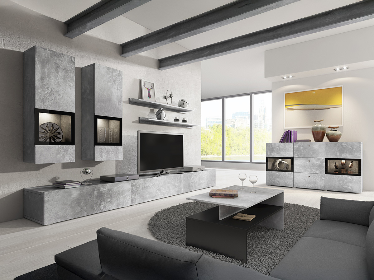 Журнальный столик Serodeu 103 (Бетон + Чёрный)