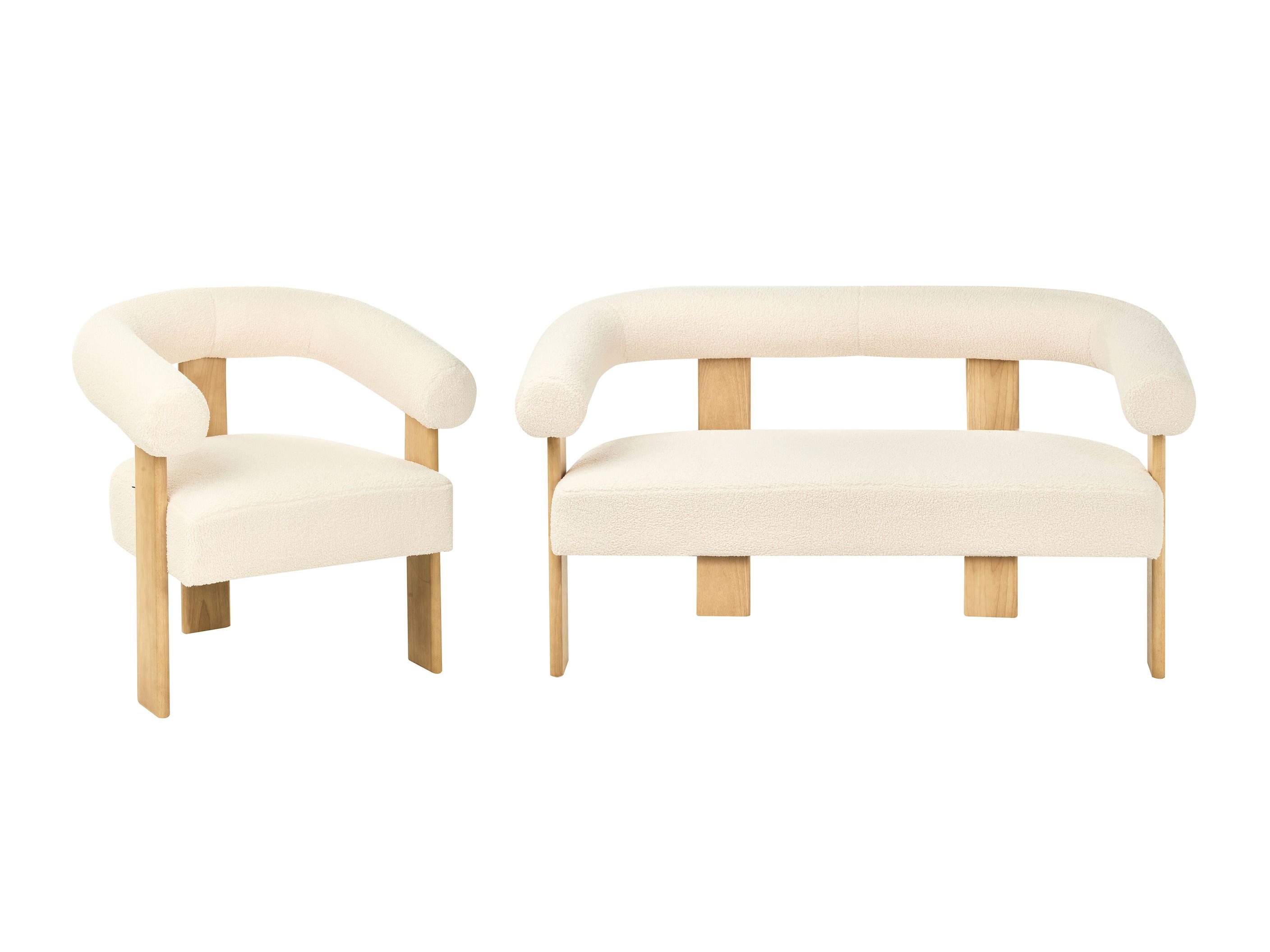 Mīksto mēbeļu komplekts Berwyn 2710 (Balts + Gaišs koks)