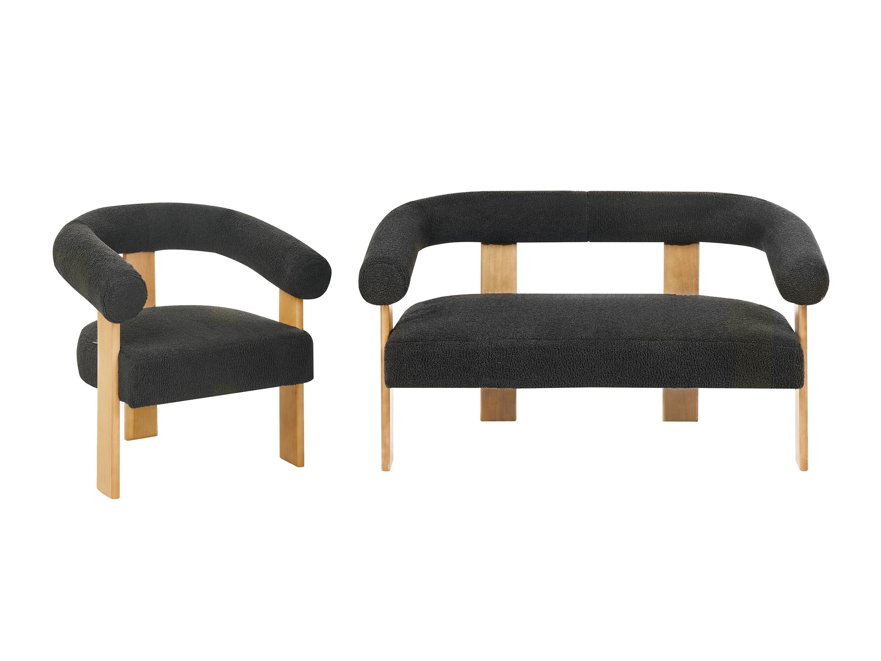 Mīksto mēbeļu komplekts Berwyn 2710 (Melns + Gaišs koks)