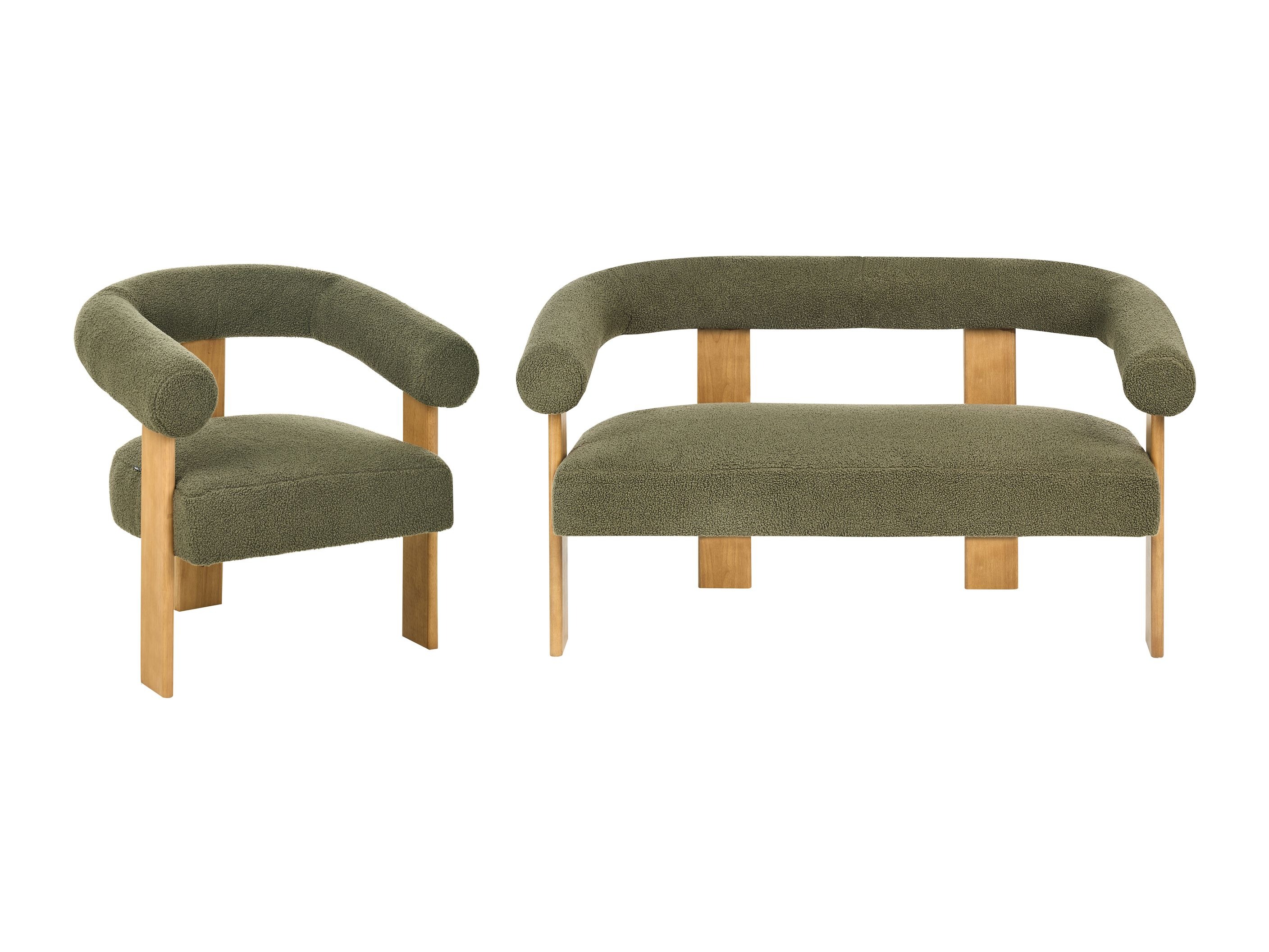 Mīksto mēbeļu komplekts Berwyn 2710 (Zaļš + Gaišs koks)