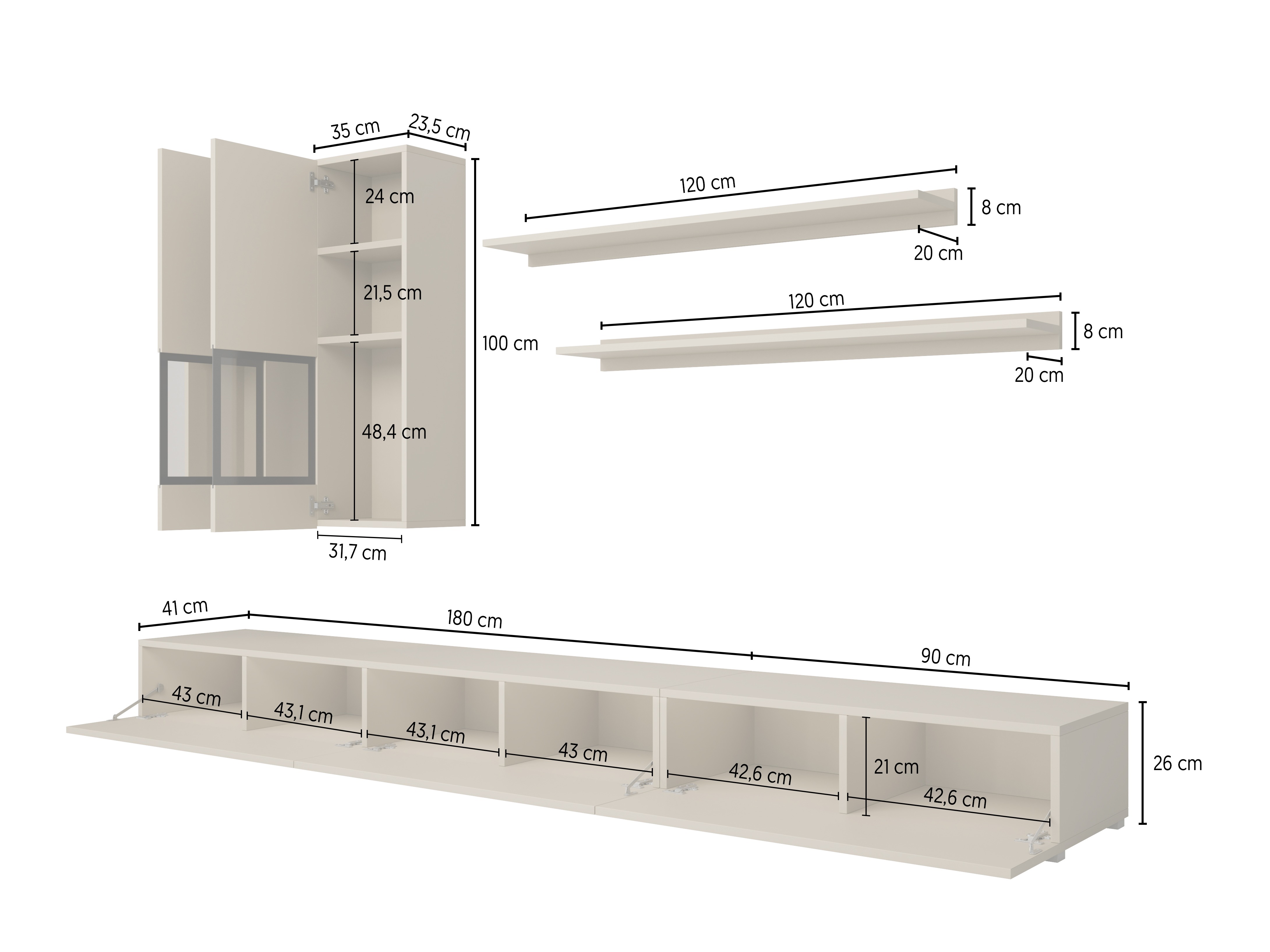 Набор для гостиной Serodeu 100 (Белый + Глянцевый белый)