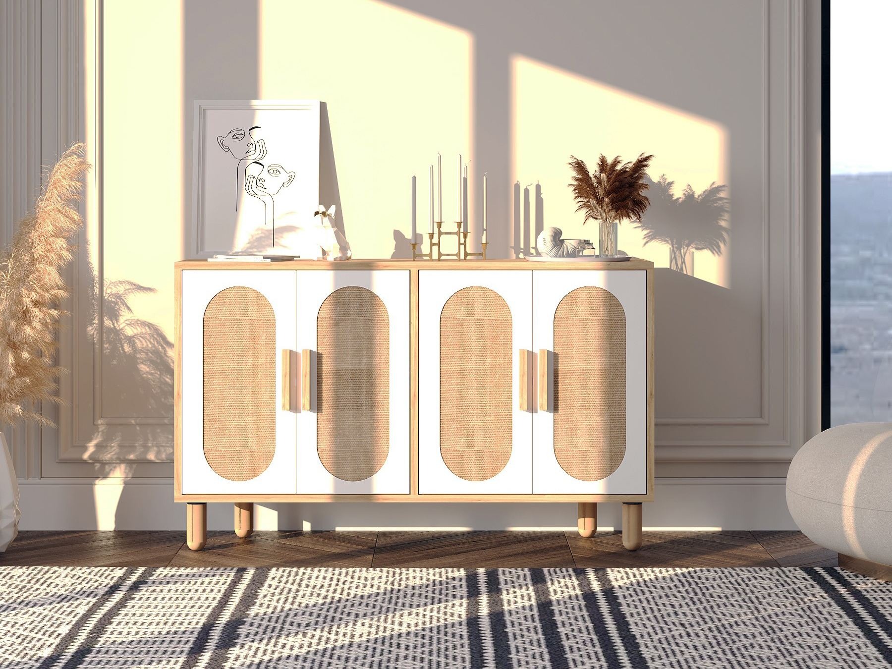 Skapis Kailua 2557 (Balts + Ozols)