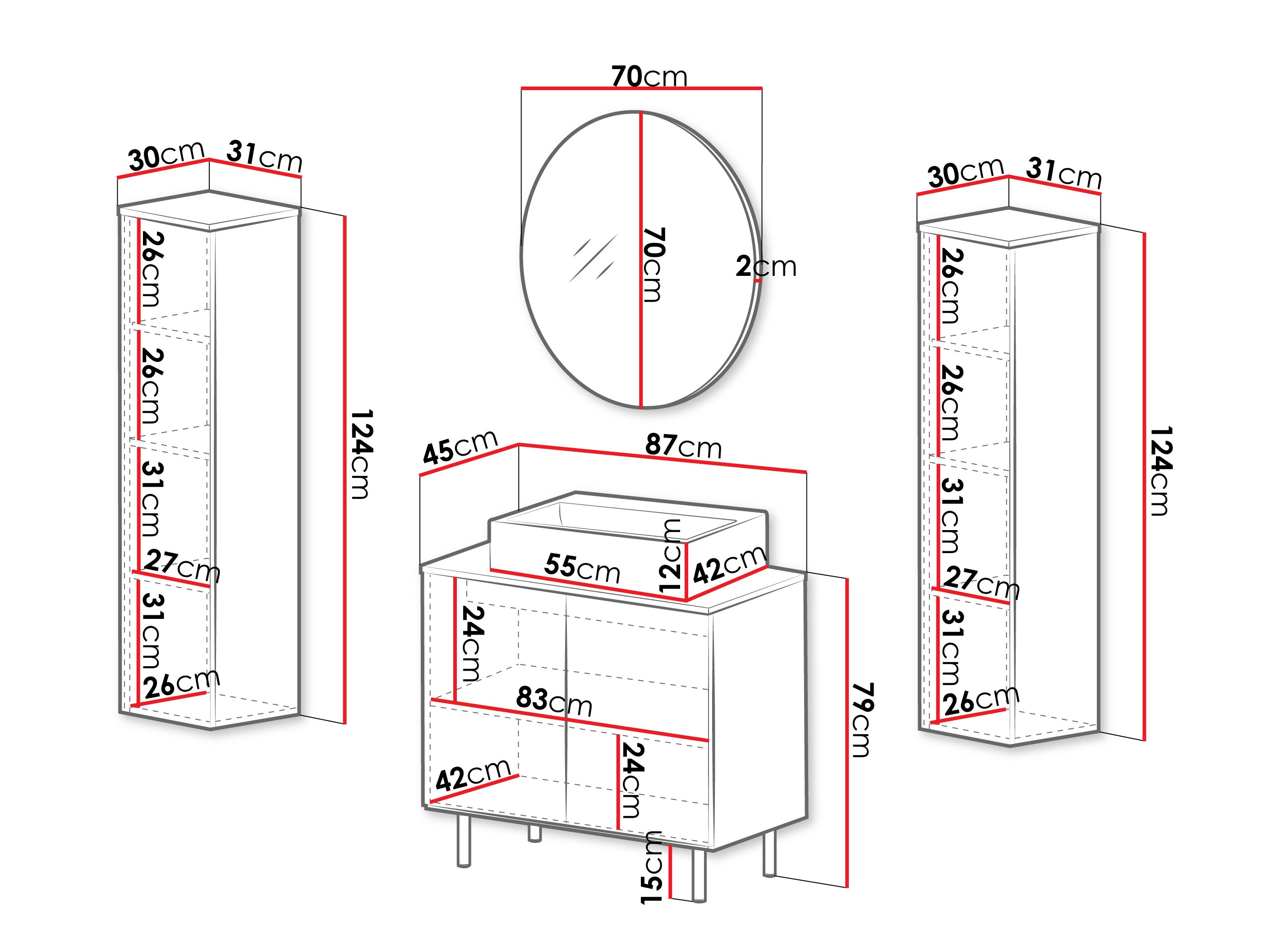Vannas komplekts Virdomi 112 (Melns)