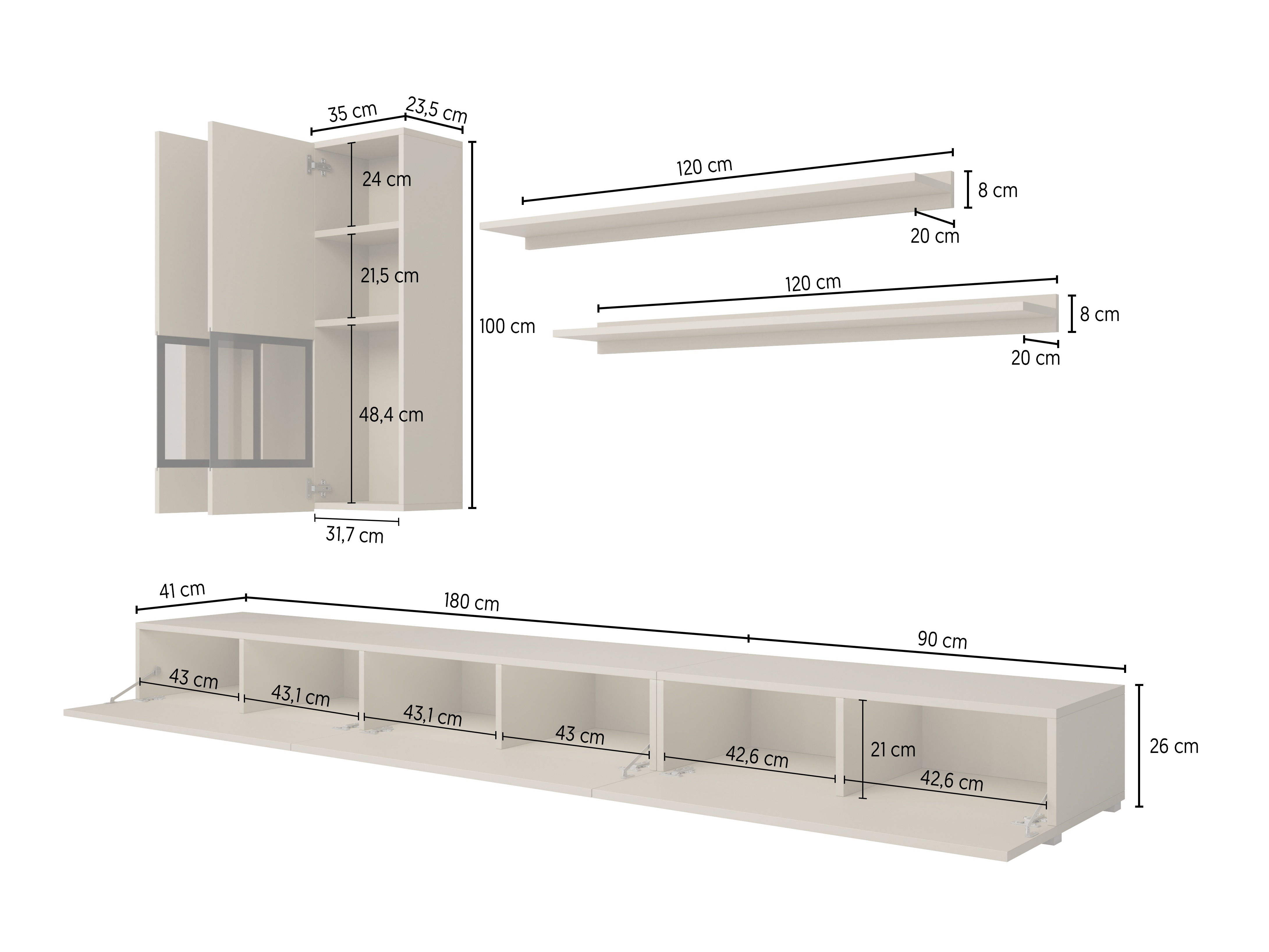 Viesistabas komplekts Serodeu 100 (Tumšs betons)
