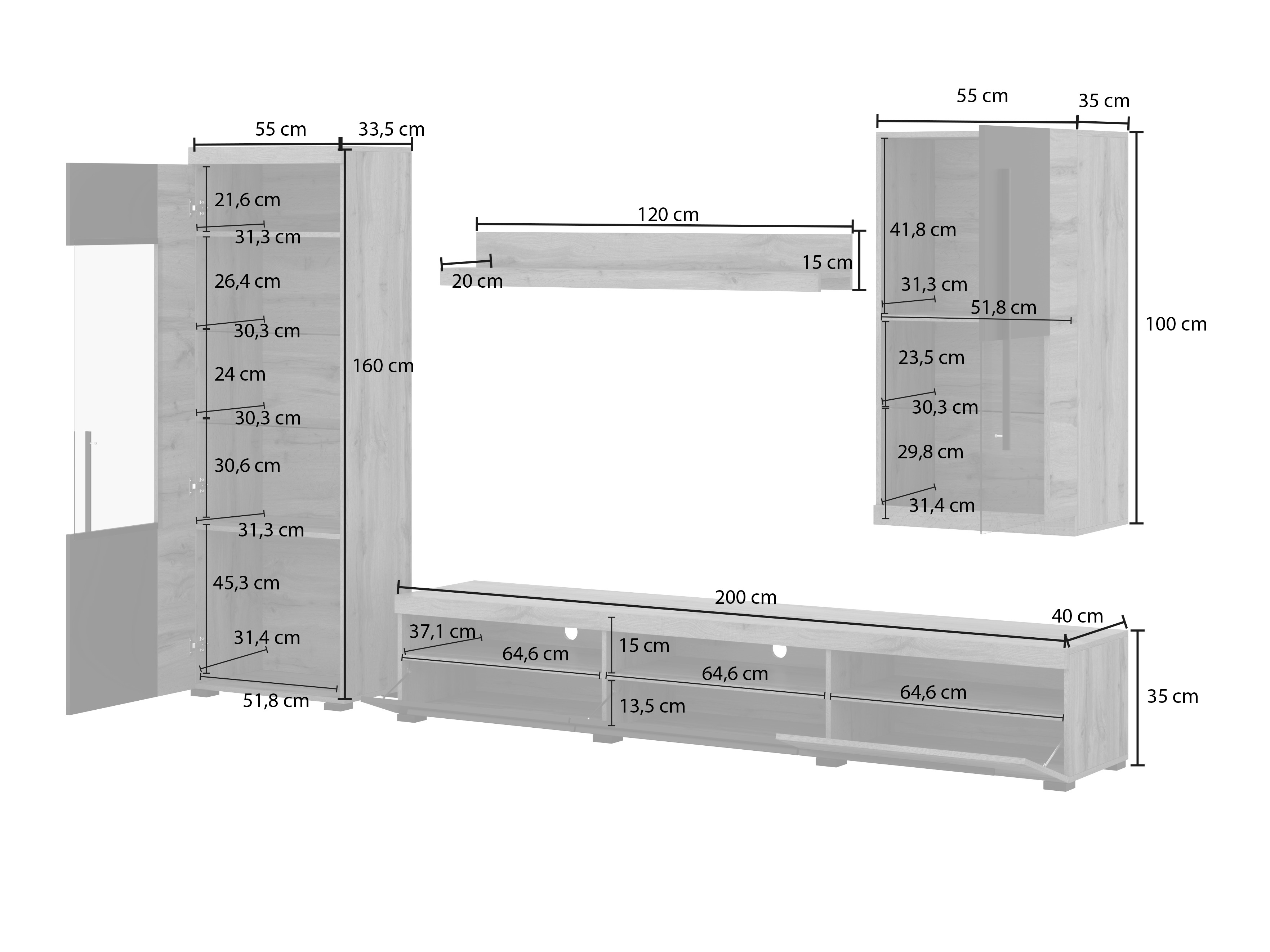 Набор для гостиной Sorciro 105 (Орех + Темный дуб)