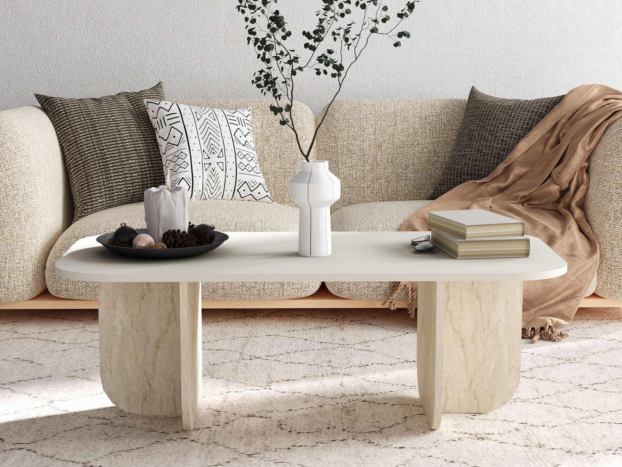 Журнальный столик Kailua 2560 (Бежевый + Светлый Travertine)