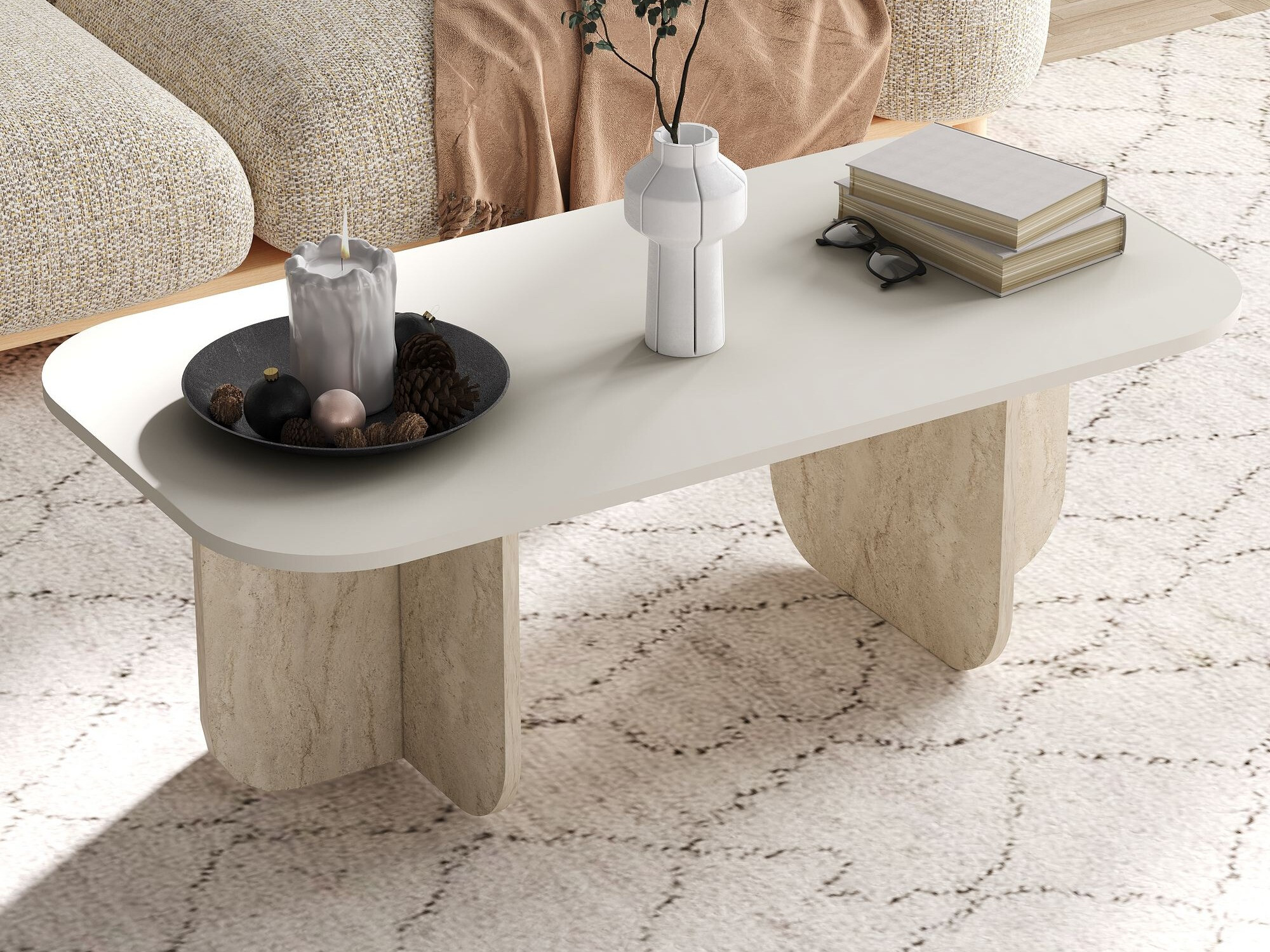 Журнальный столик Kailua 2560 (Бежевый + Светлый Travertine)