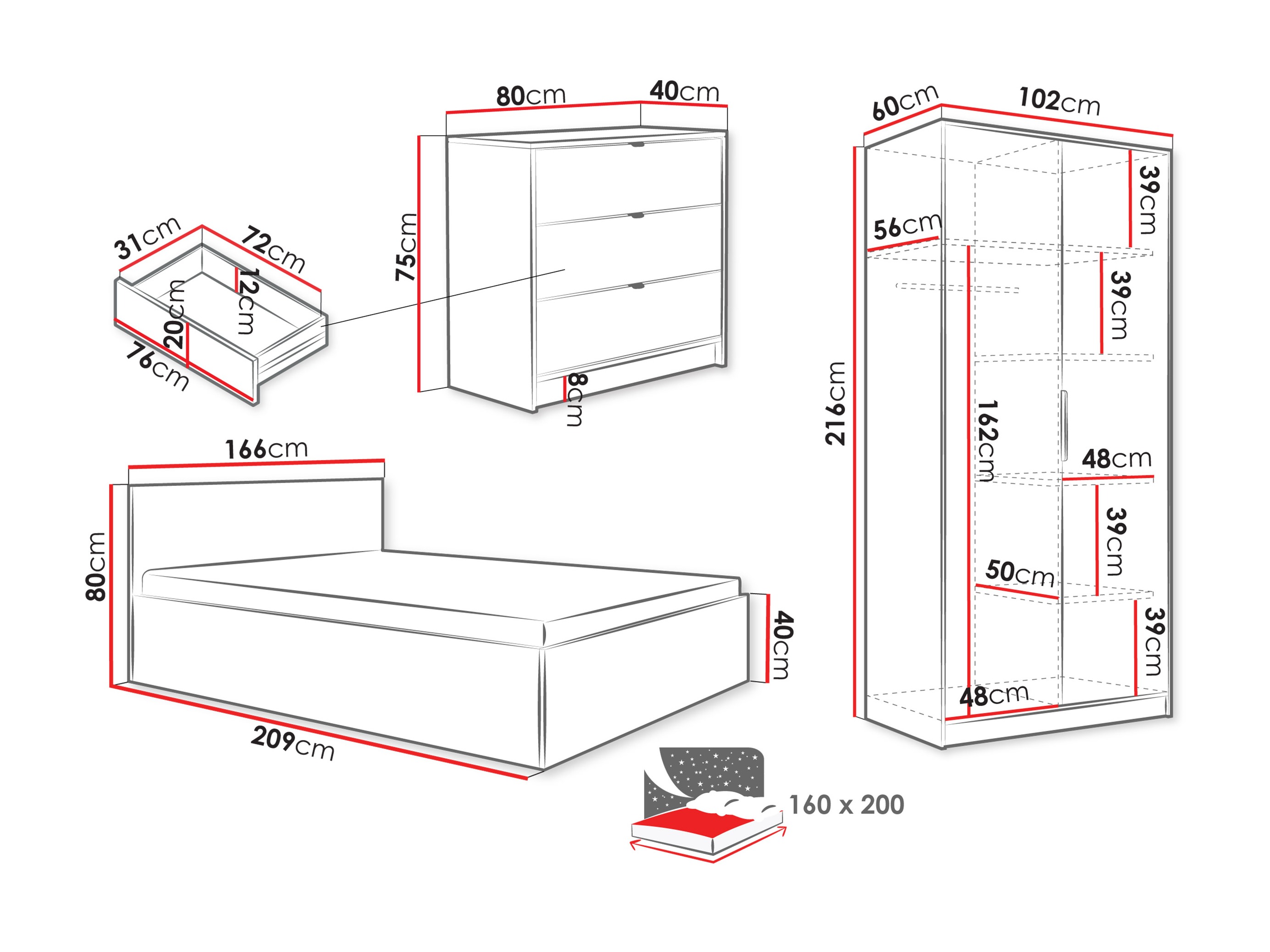 Guļamistabas komplekts Comfivo Papilio