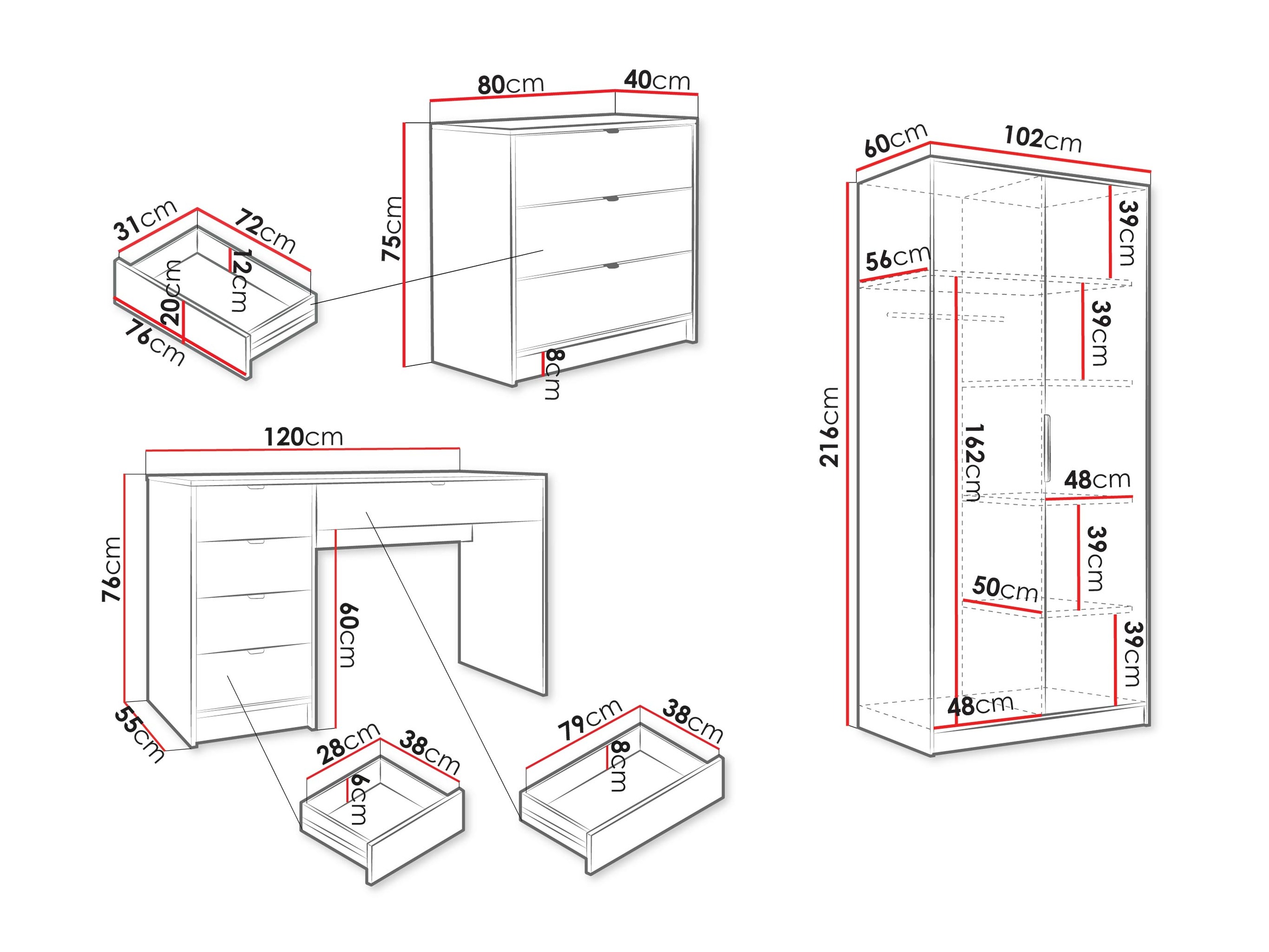 Mājas biroja komplekts Comfivo Papilio IV (Balts)
