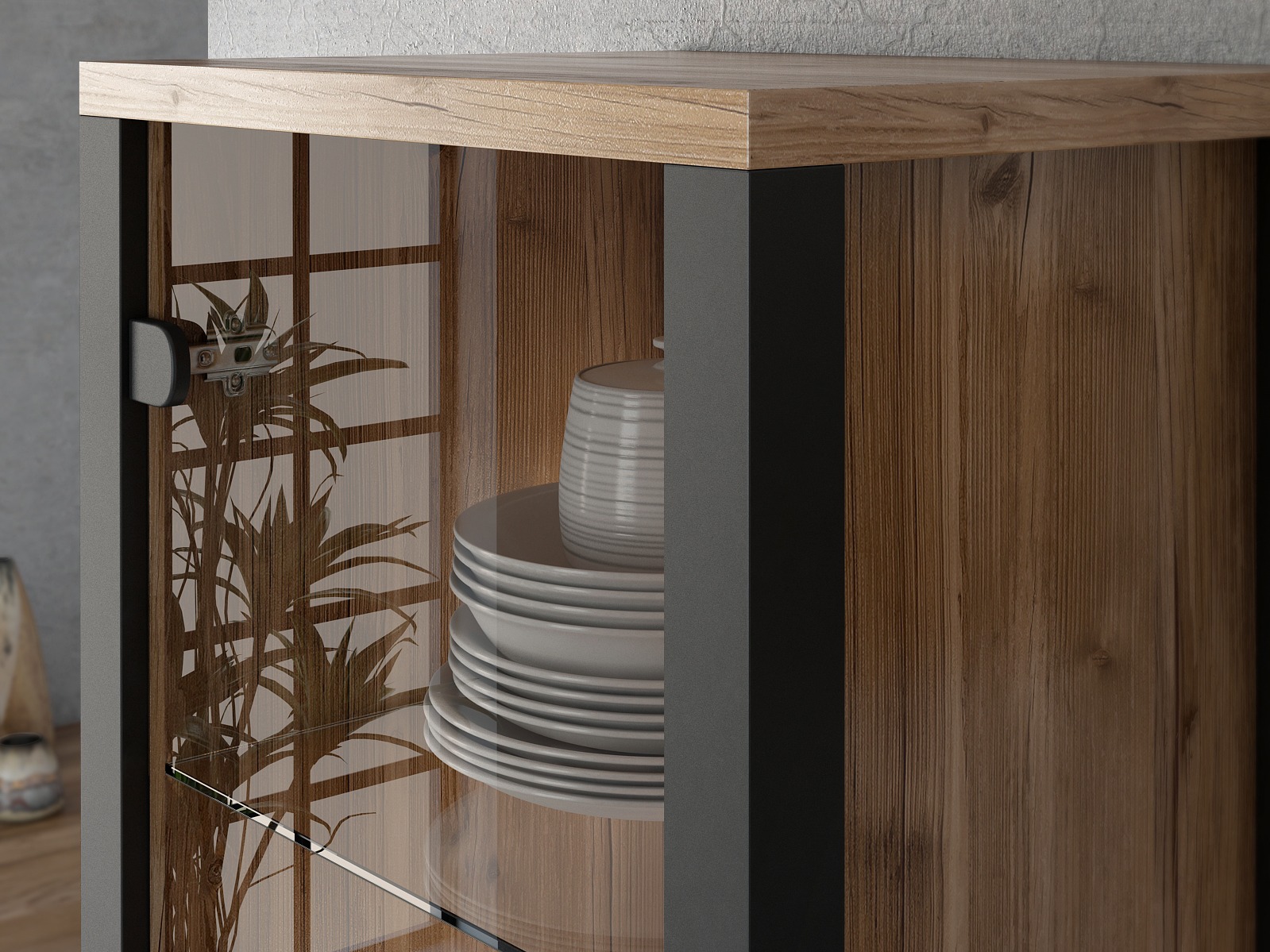 Стеллаж Tornua 101 (Темная ель + Матовый черный)