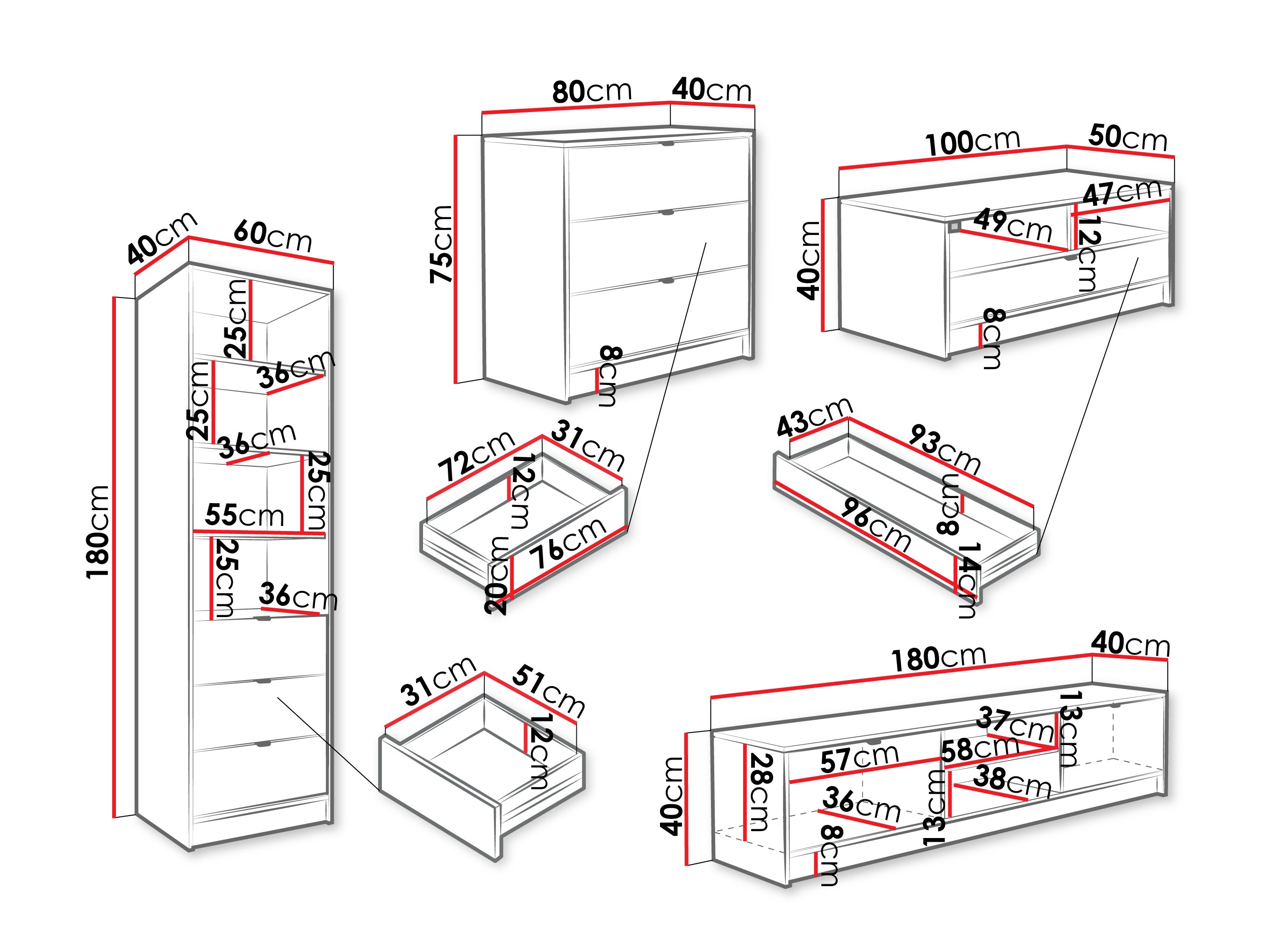 Viesistabas komplekts Comfivo Papilio VII (Balts)