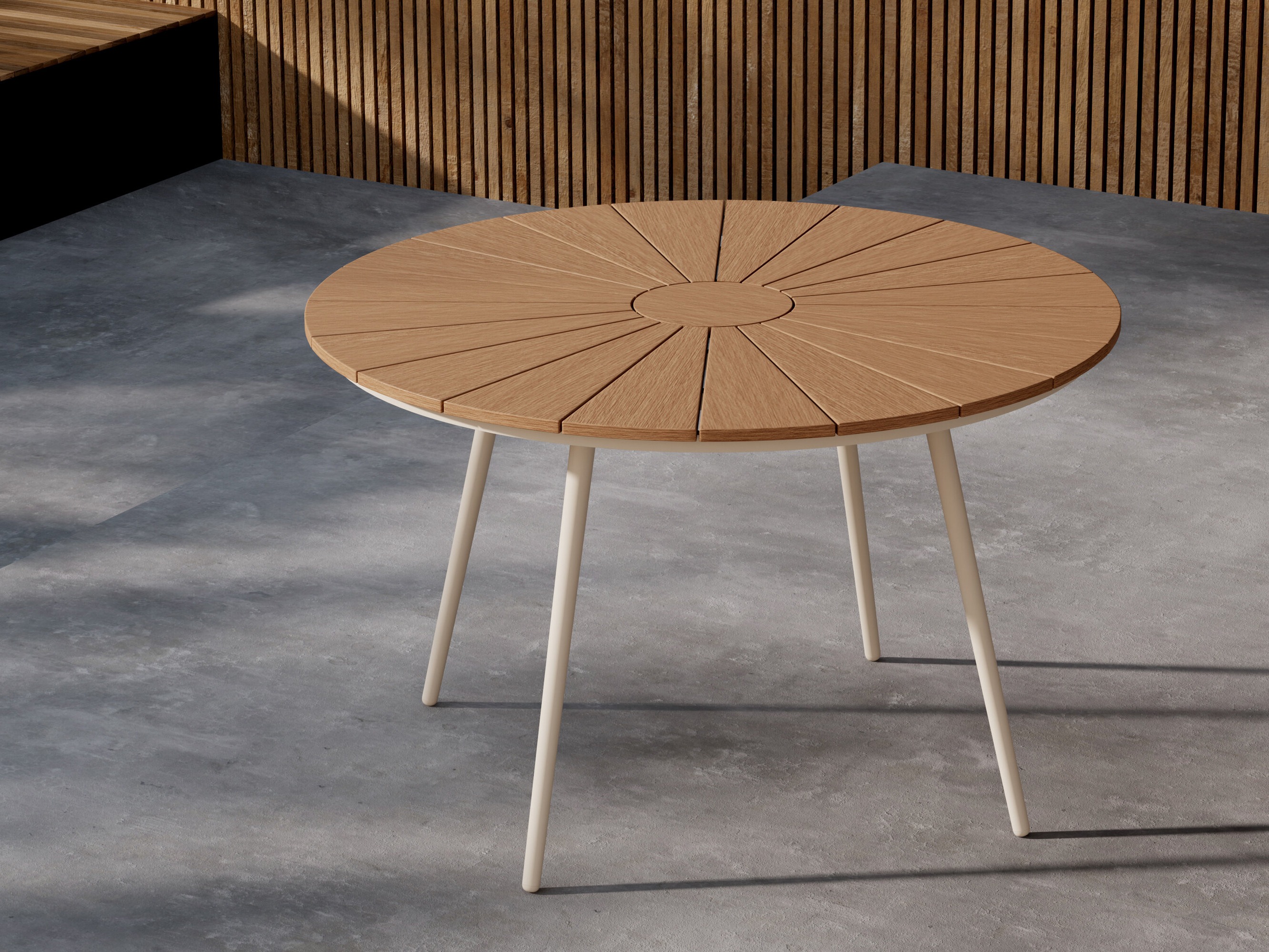 Dārza galds Dallas 4858 (Bēšs + Gaišs koks)