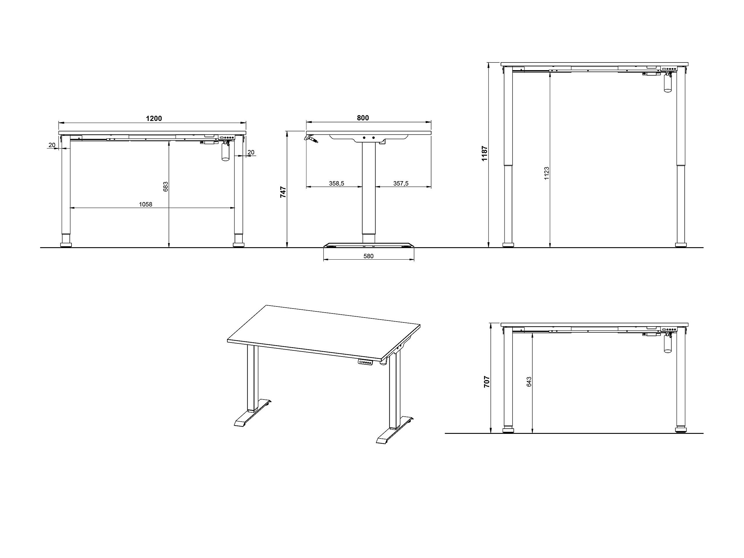 Rakstāmgalds ar regulējamu augstumu Lartesi 115 (Grandson ozols + Balts)