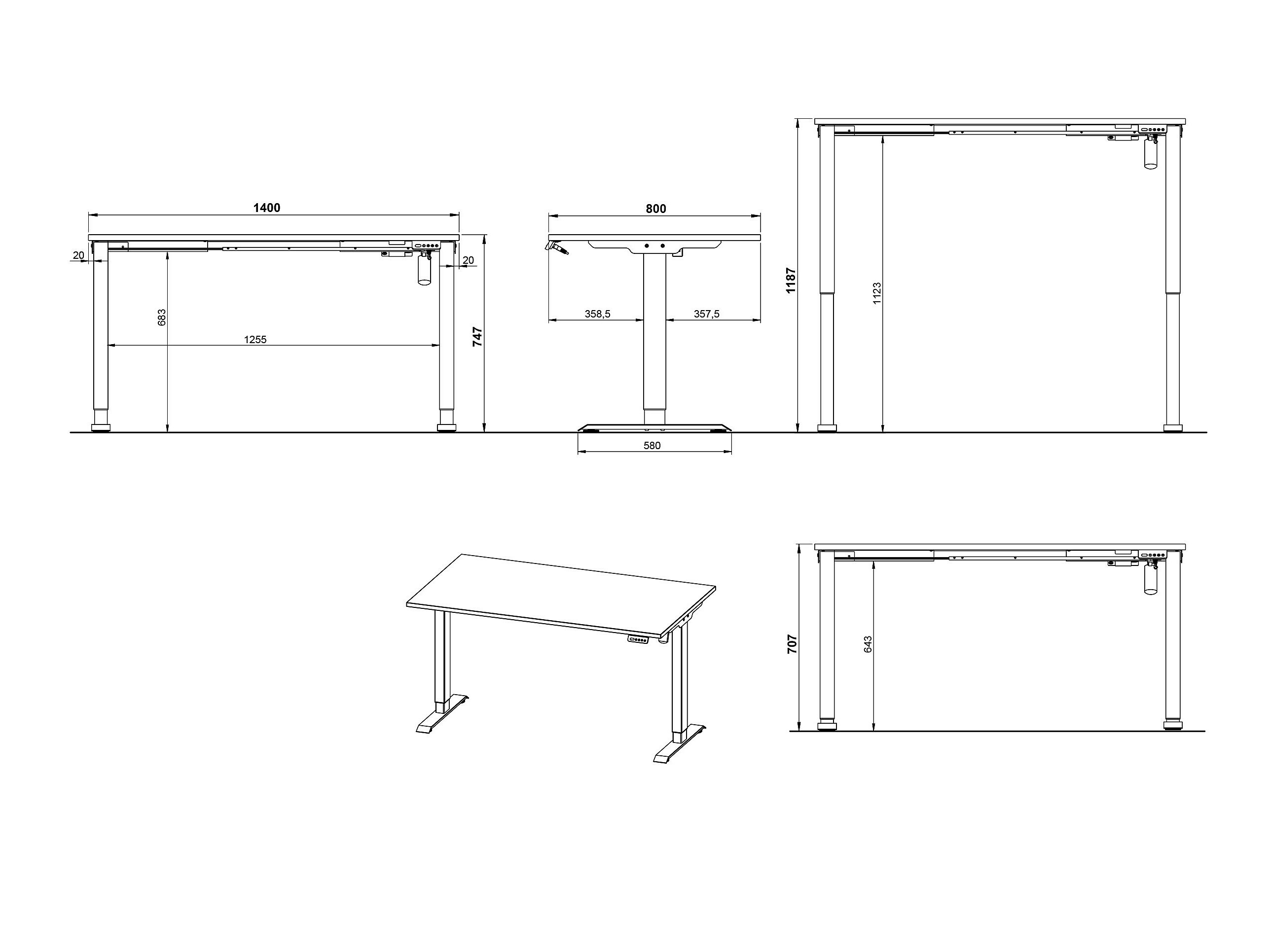 Rakstāmgalds ar regulējamu augstumu Lartesi 116 (Navarra ozols + Sudraba)