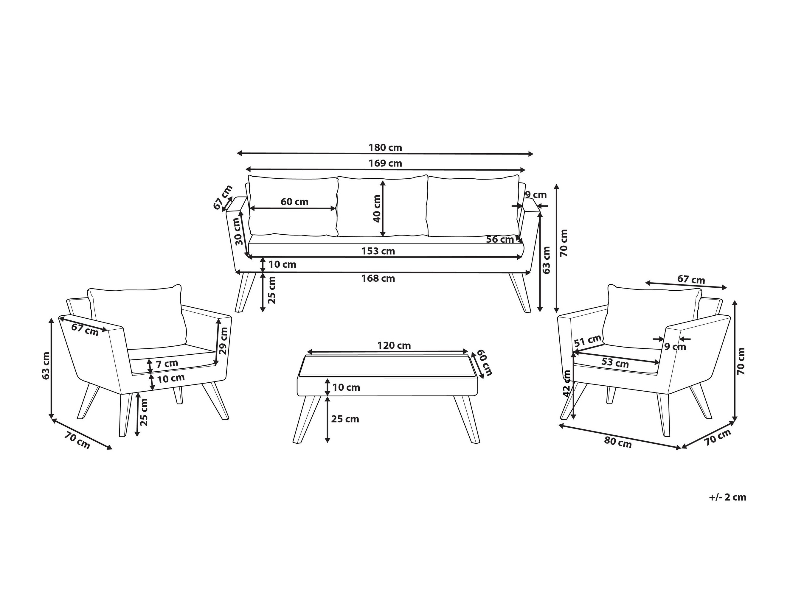 Dārza mēbeļu komplekts Berwyn 2712 (Gaiši brūns + Balts)