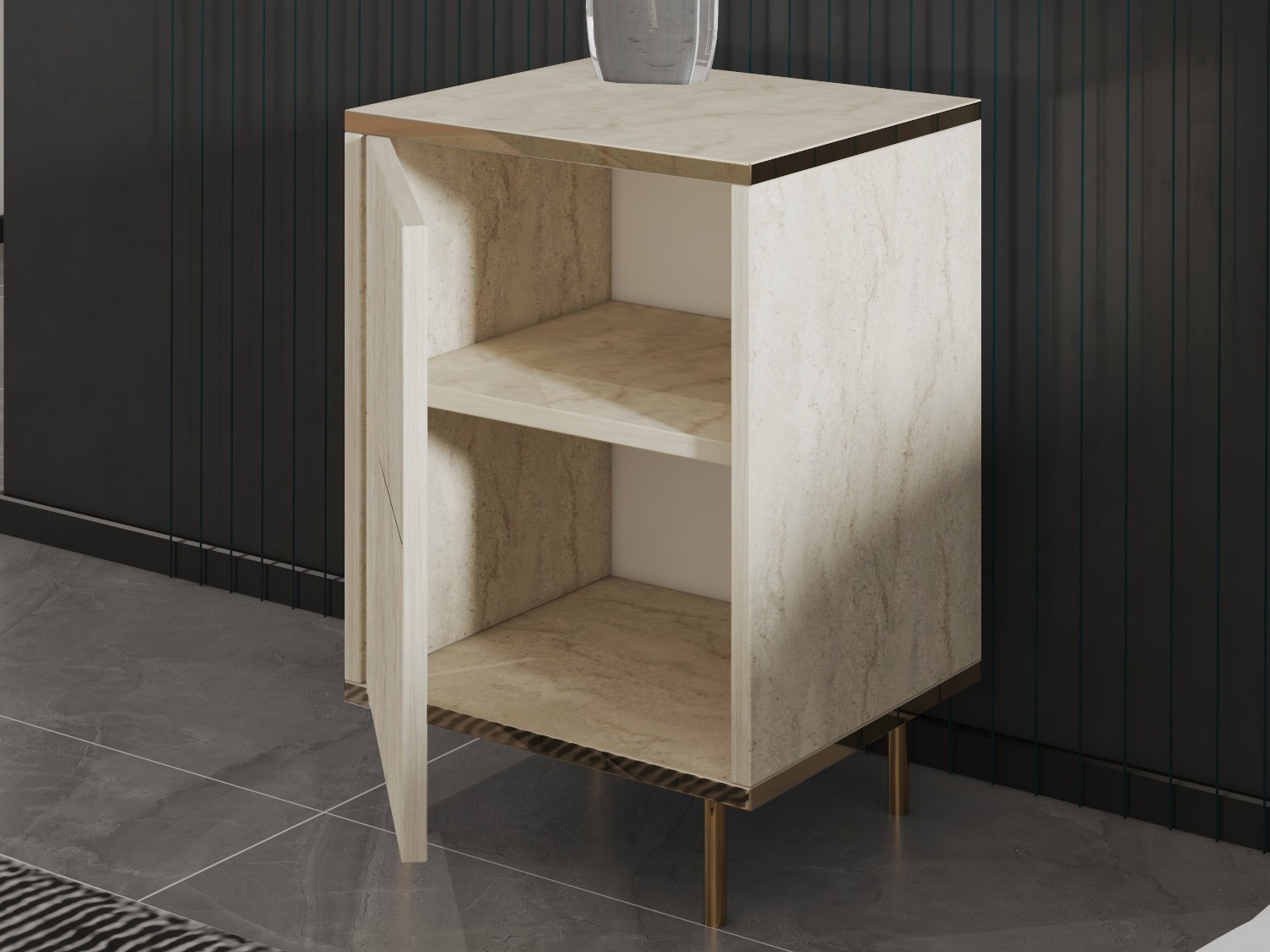 Naktsgaldiņš Kailua 2575 (Gaišs Travertine + Zelta)