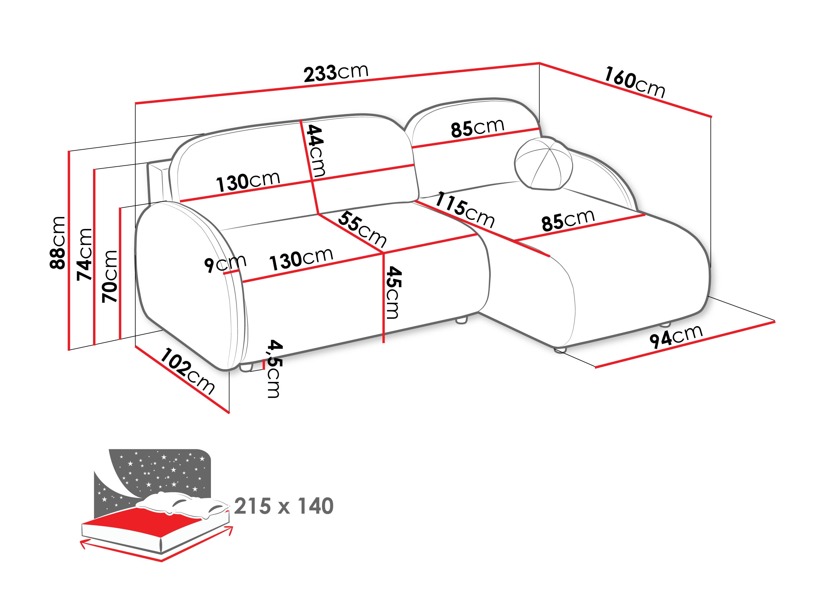 Stūra dīvāns Columbus 249 (Sereno 682)