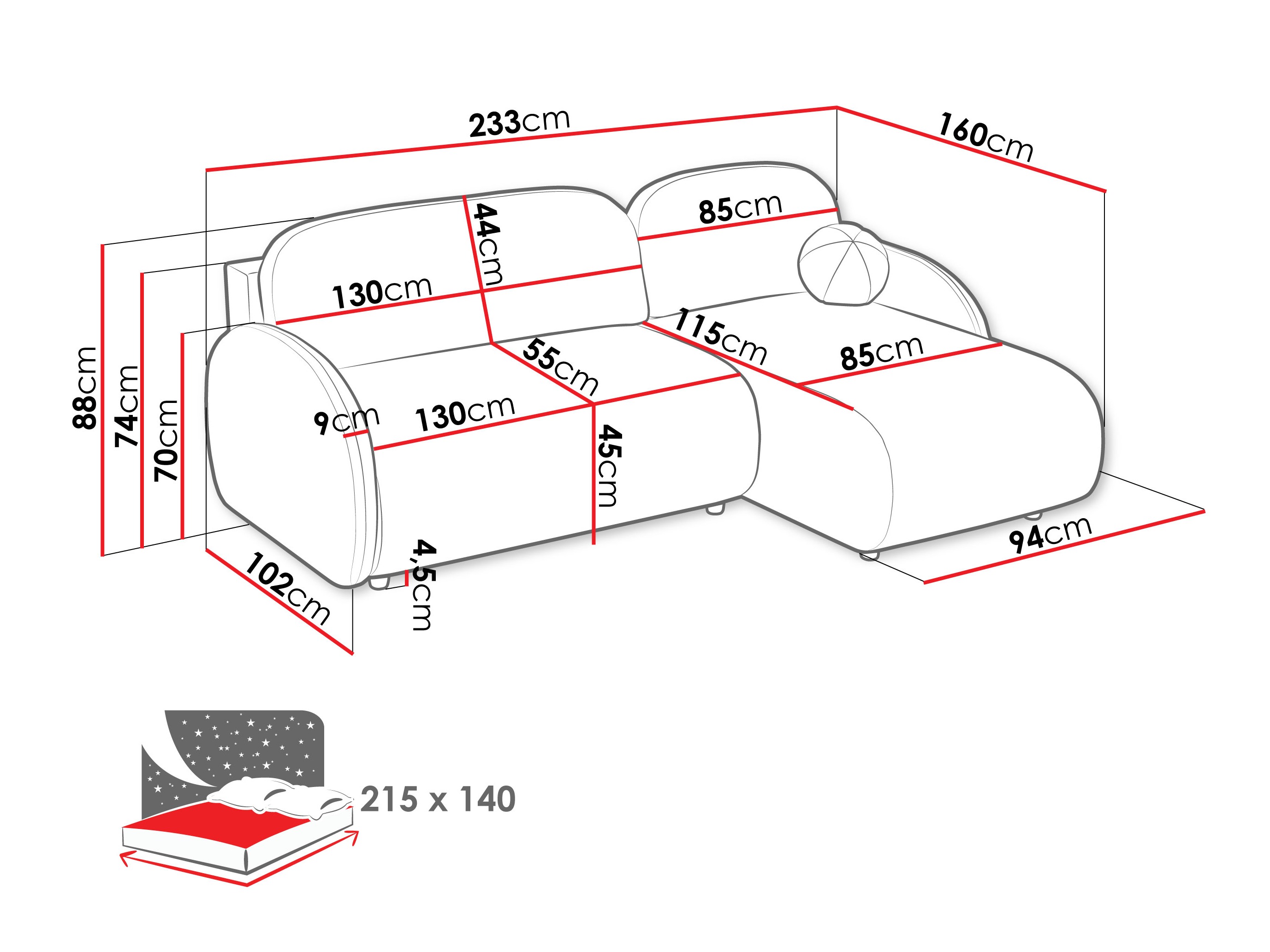 Stūra dīvāns Columbus 249 (Sereno 686)