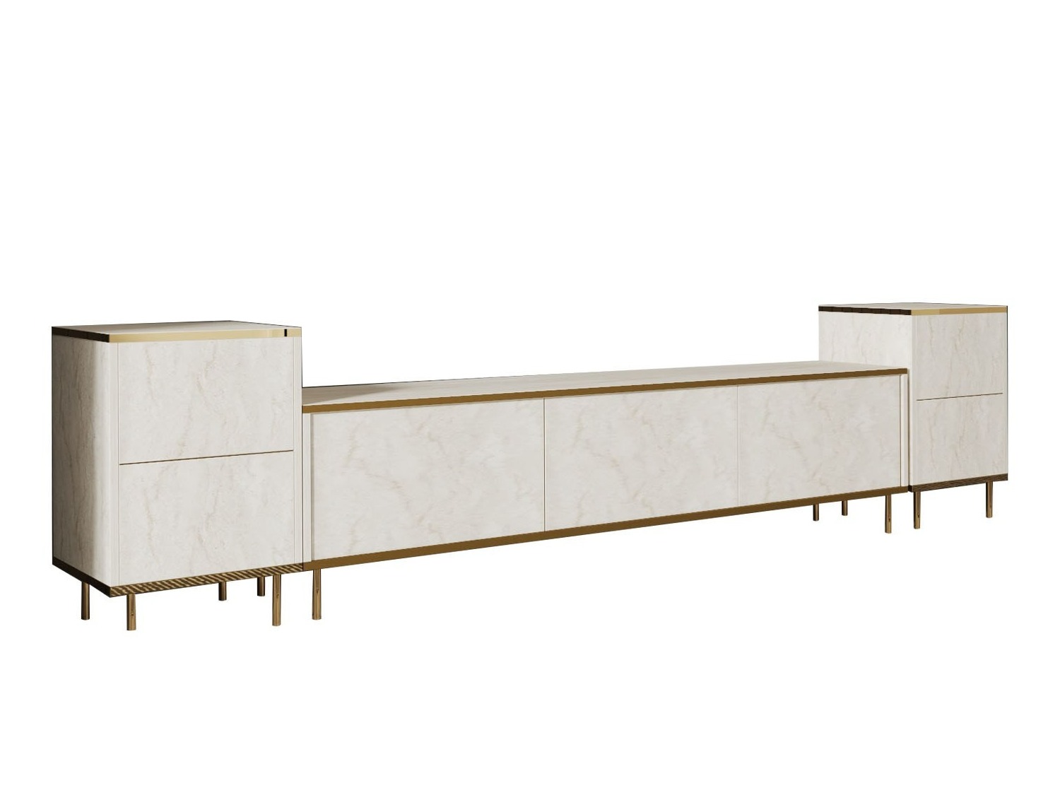 TV galds Kailua 2574 (Gaišs Travertine + Zelta)