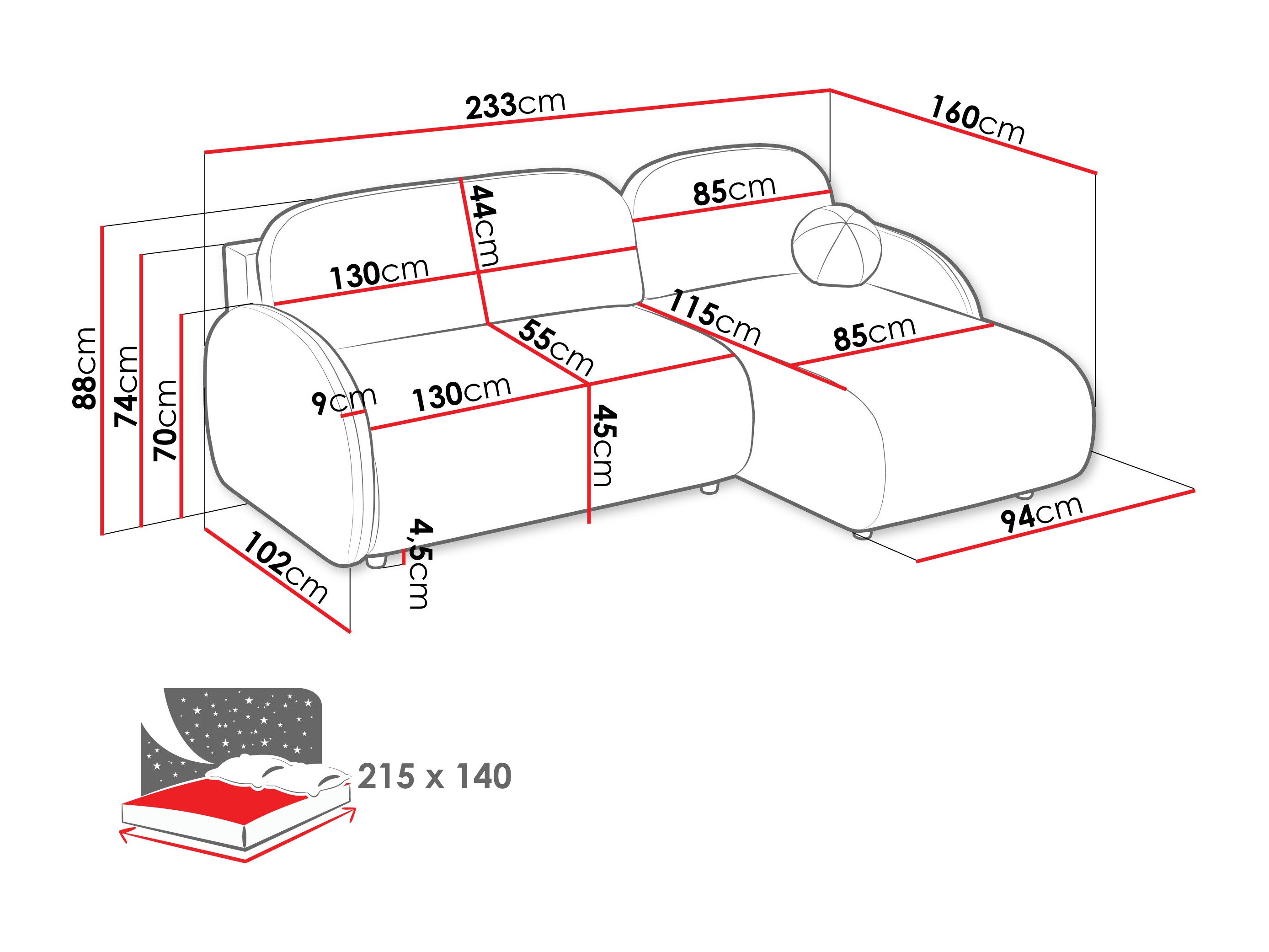 Угловой диван Columbus 249 (Sereno 687)