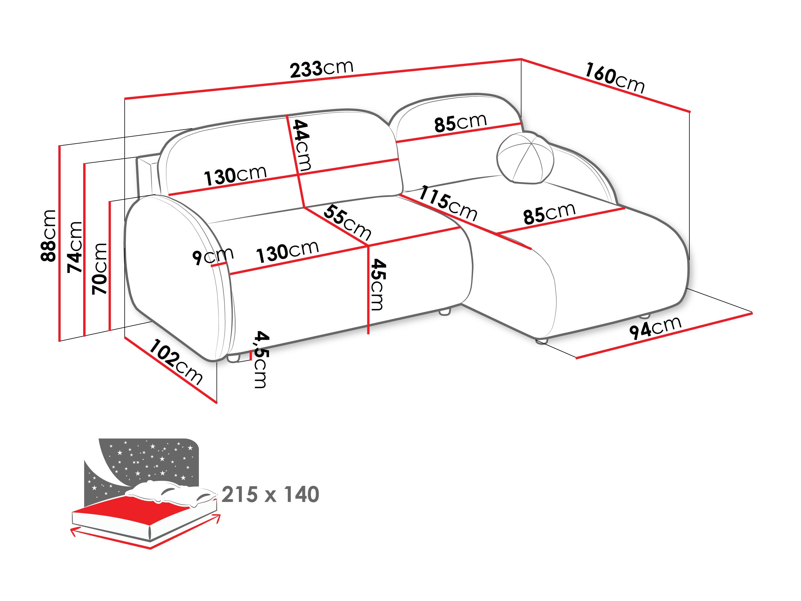 Угловой диван Columbus 249 (Sereno 689)