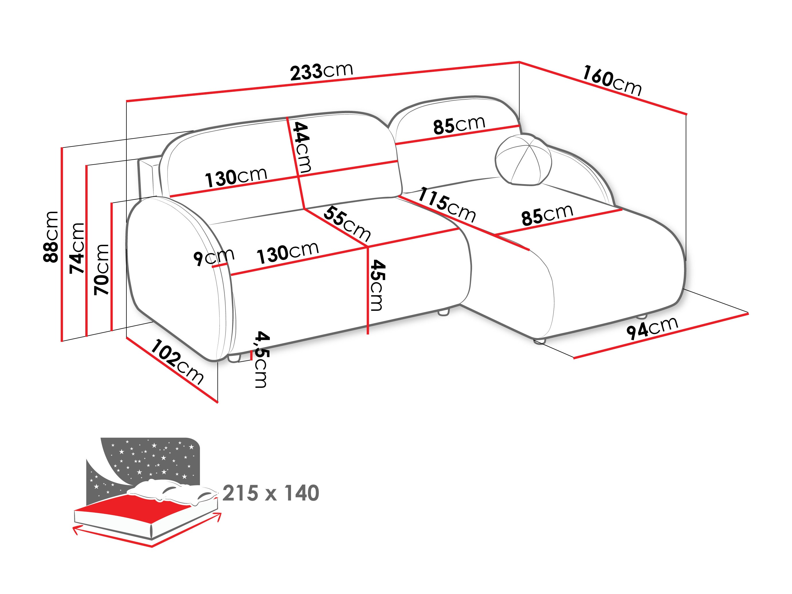 Угловой диван Columbus 249 (Sereno 692)