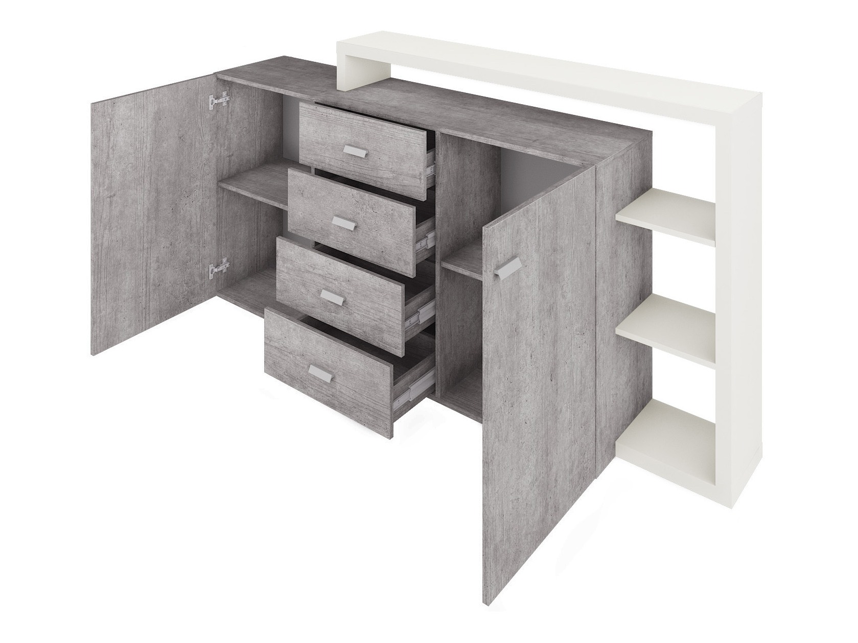 Kомод Lutiva 106 (Белый + Бетон)