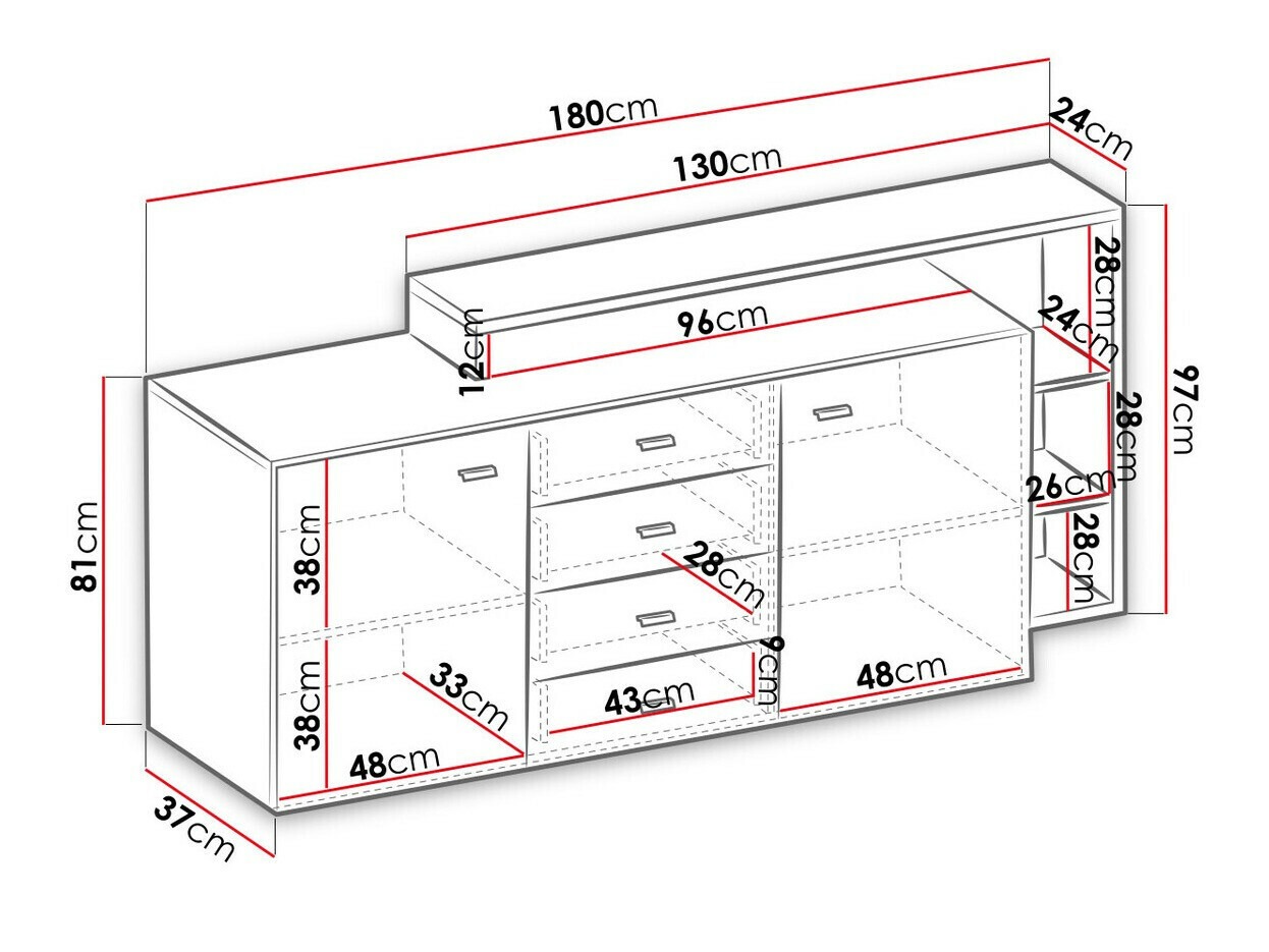 Kомод Lutiva 106 (Матовый черный)