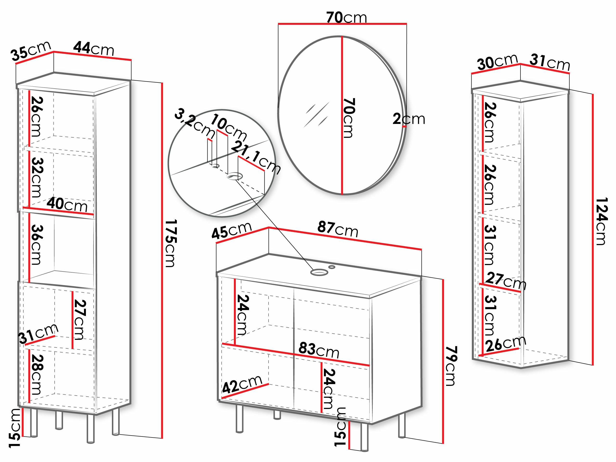 Набор для ванной комнаты Virdomi 113 (Чёрный)