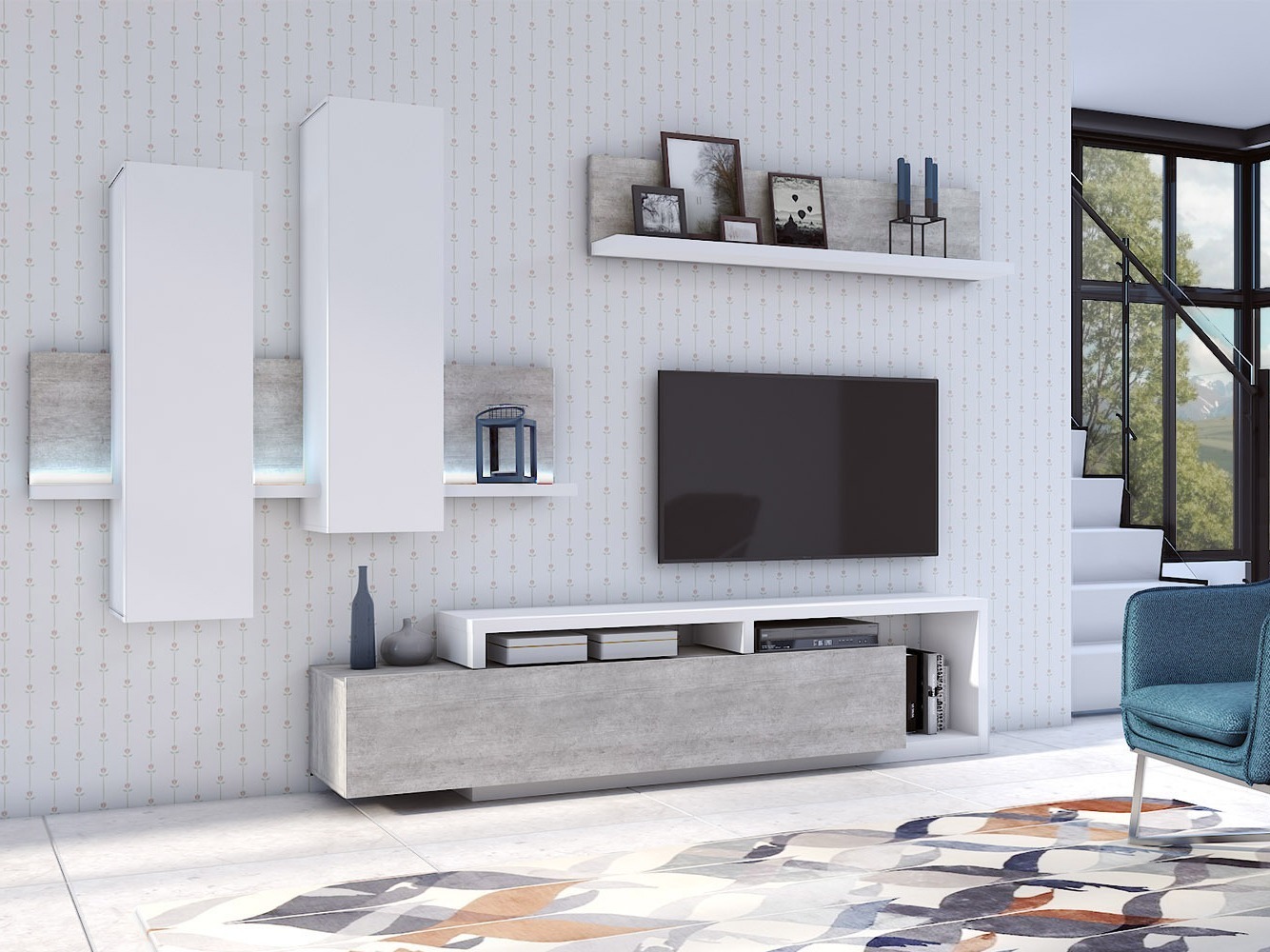 Piekarams skapītis Lutiva 101 (Balts + Betons)